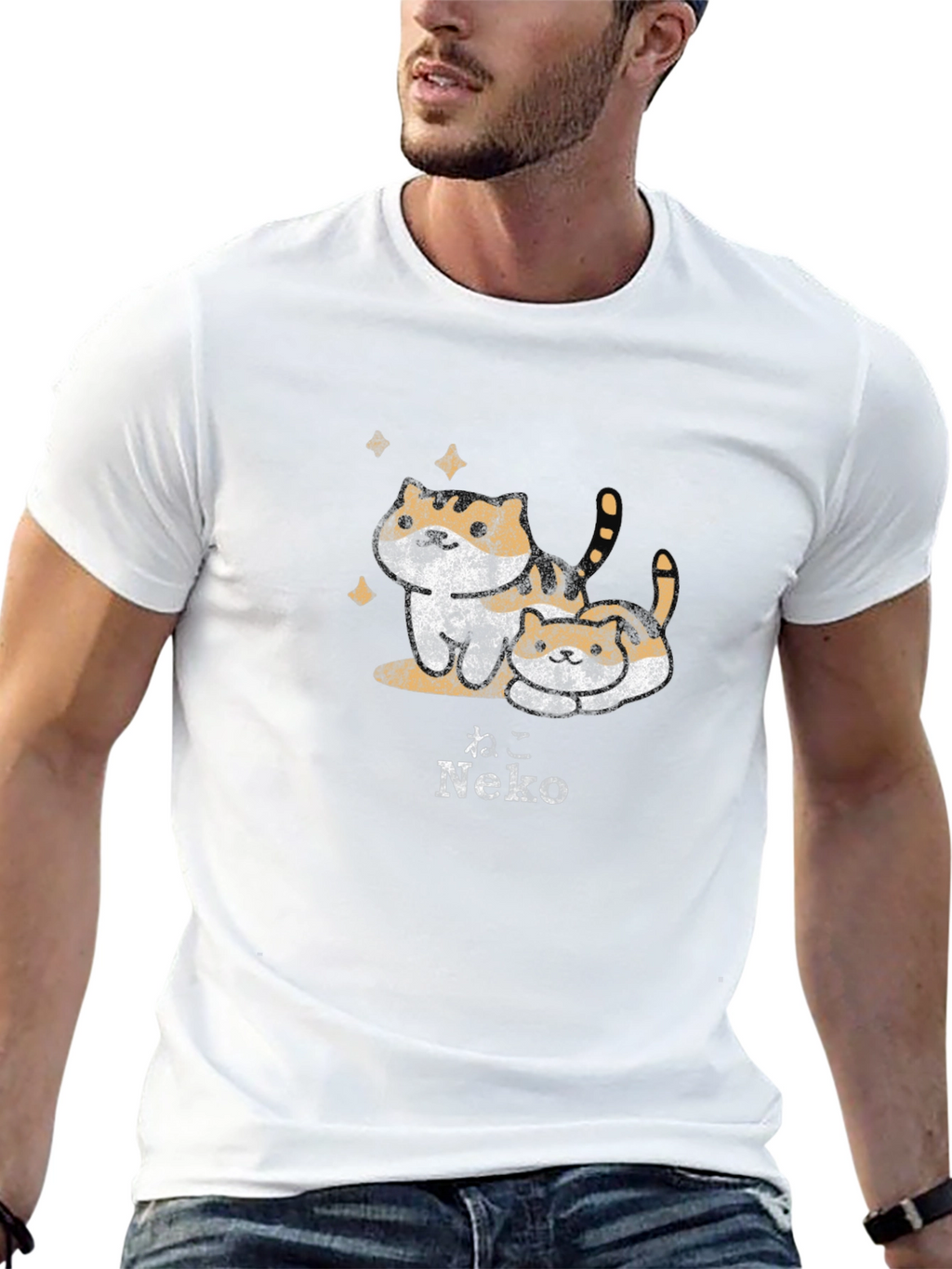 Neko Cat Graphic Tee - Trendy Black T-Shirt