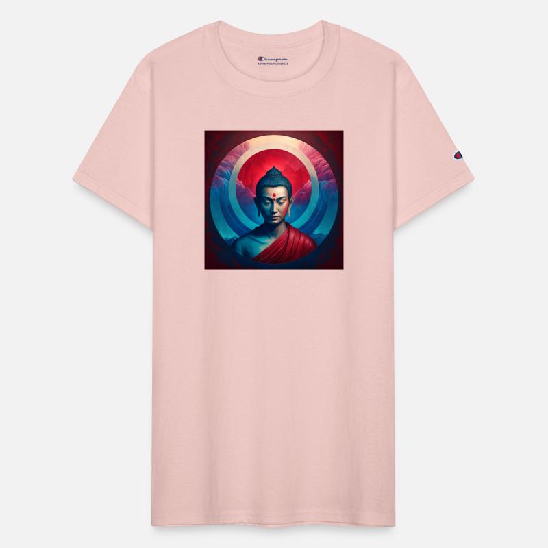 buddha red blue light portrait