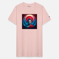 buddha red blue light portrait