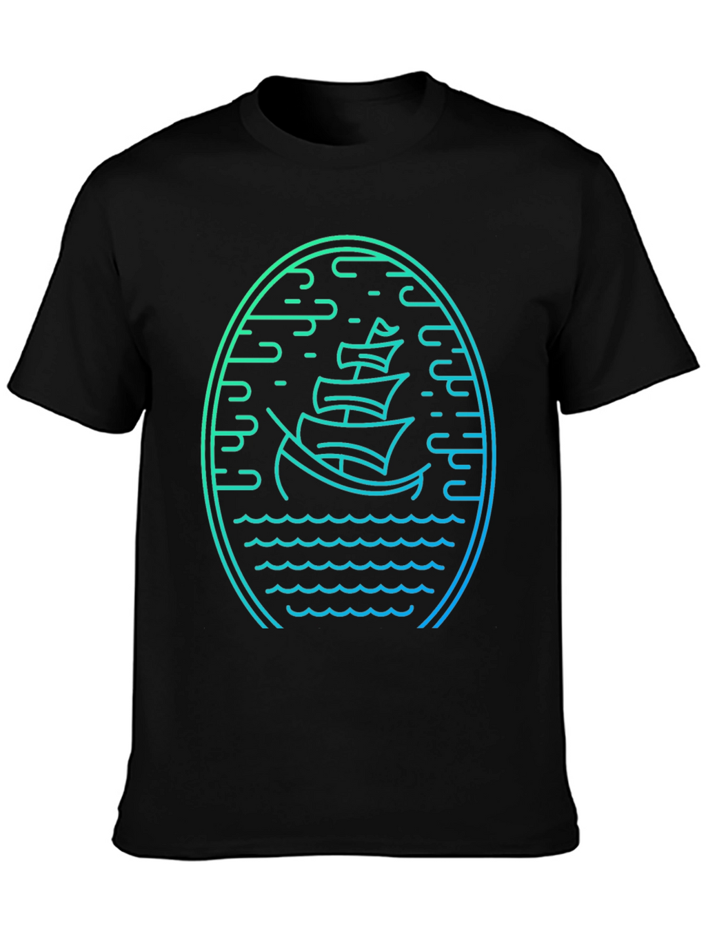 Nautical Boat Graphic Tee - Mens Black T-Shirt