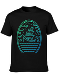 Nautical Boat Graphic Tee - Mens Black T-Shirt