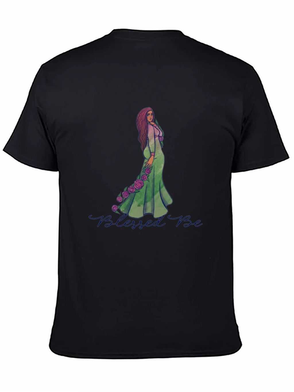 Blessed Be Graphic Tee - Green Dress Rose Design