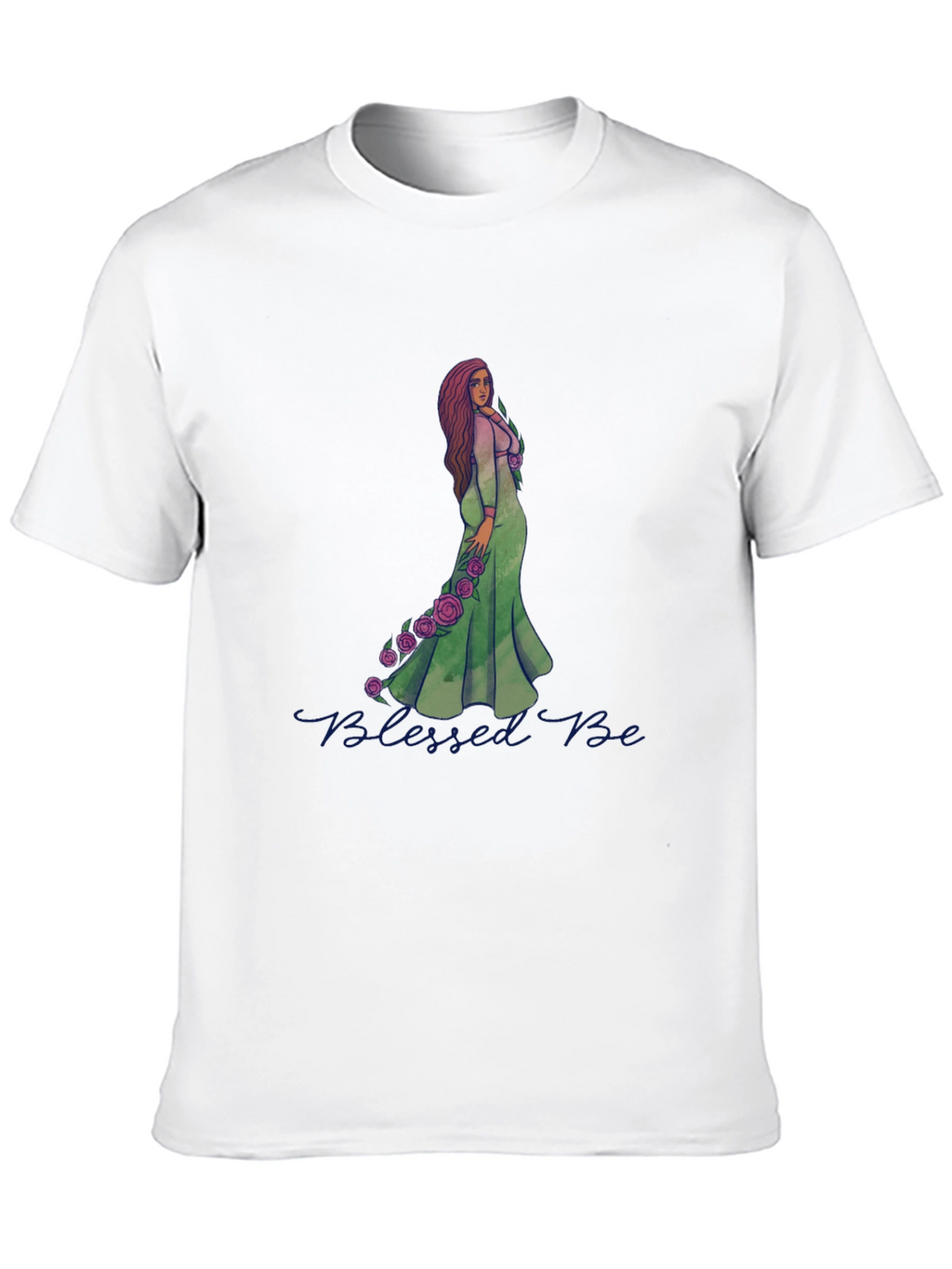Blessed Be Graphic Tee - Green Dress Rose Design