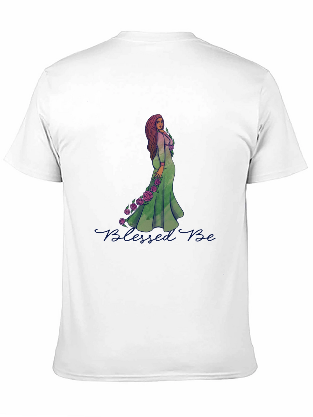 Blessed Be Graphic Tee - Green Dress Rose Design