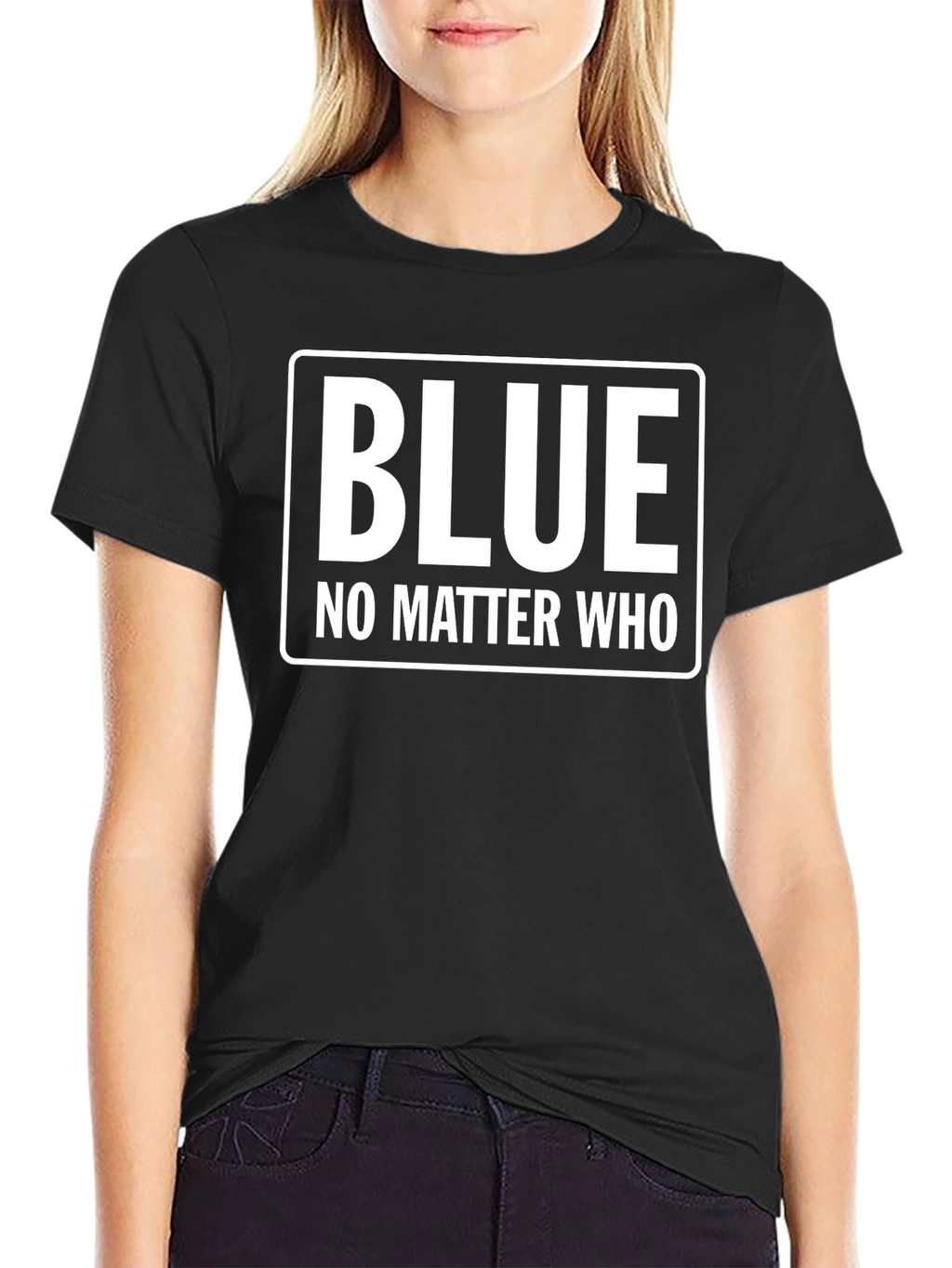 Blue No Matter Who Black T-Shirt