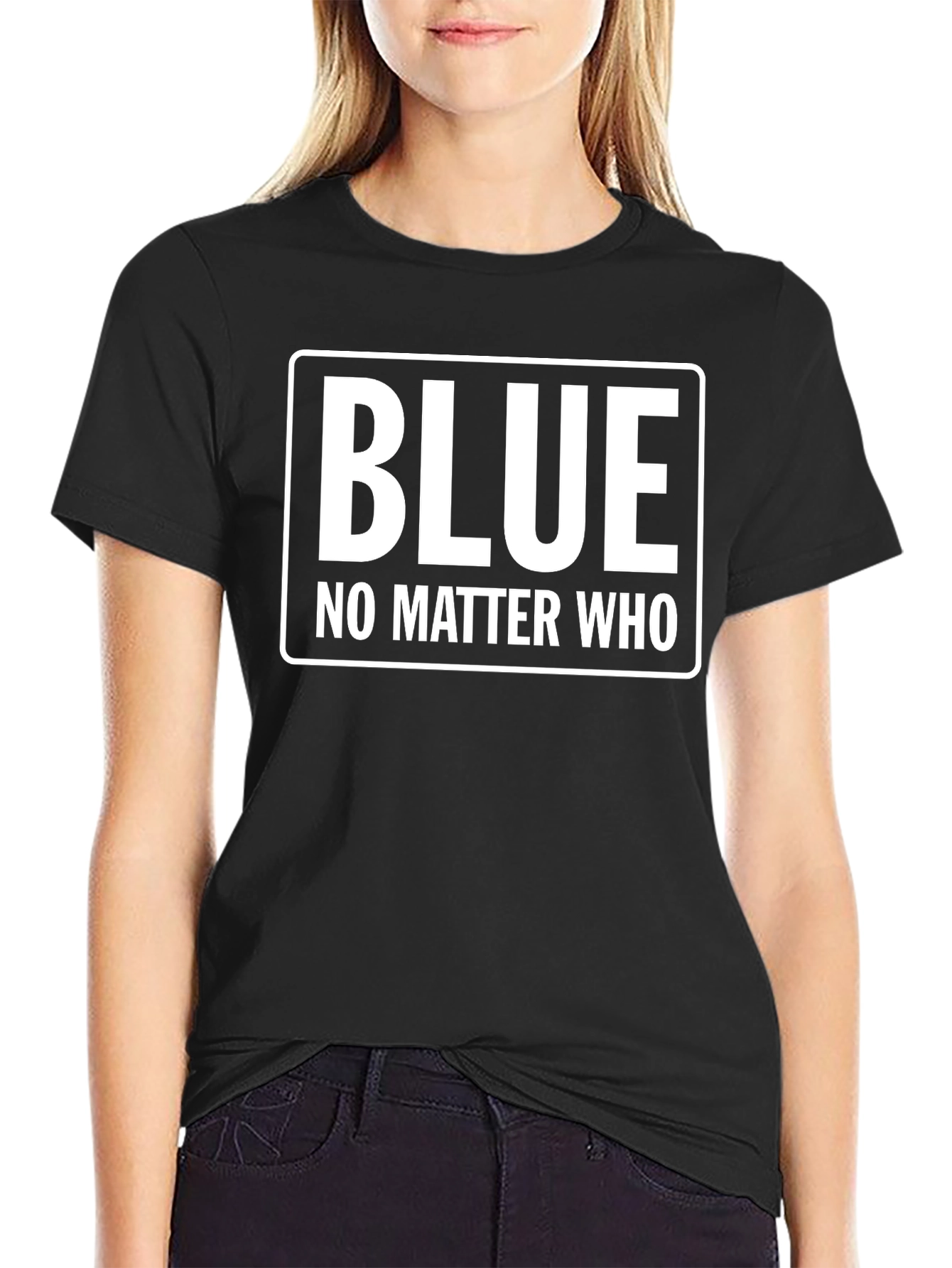 Blue No Matter Who Black T-Shirt