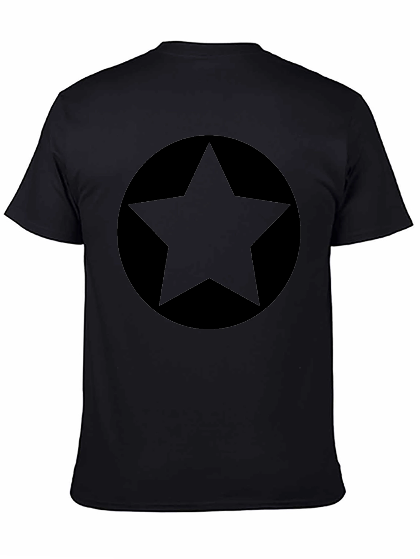 Black Star Graphic Tee - Mens Solid Color Crew Neck
