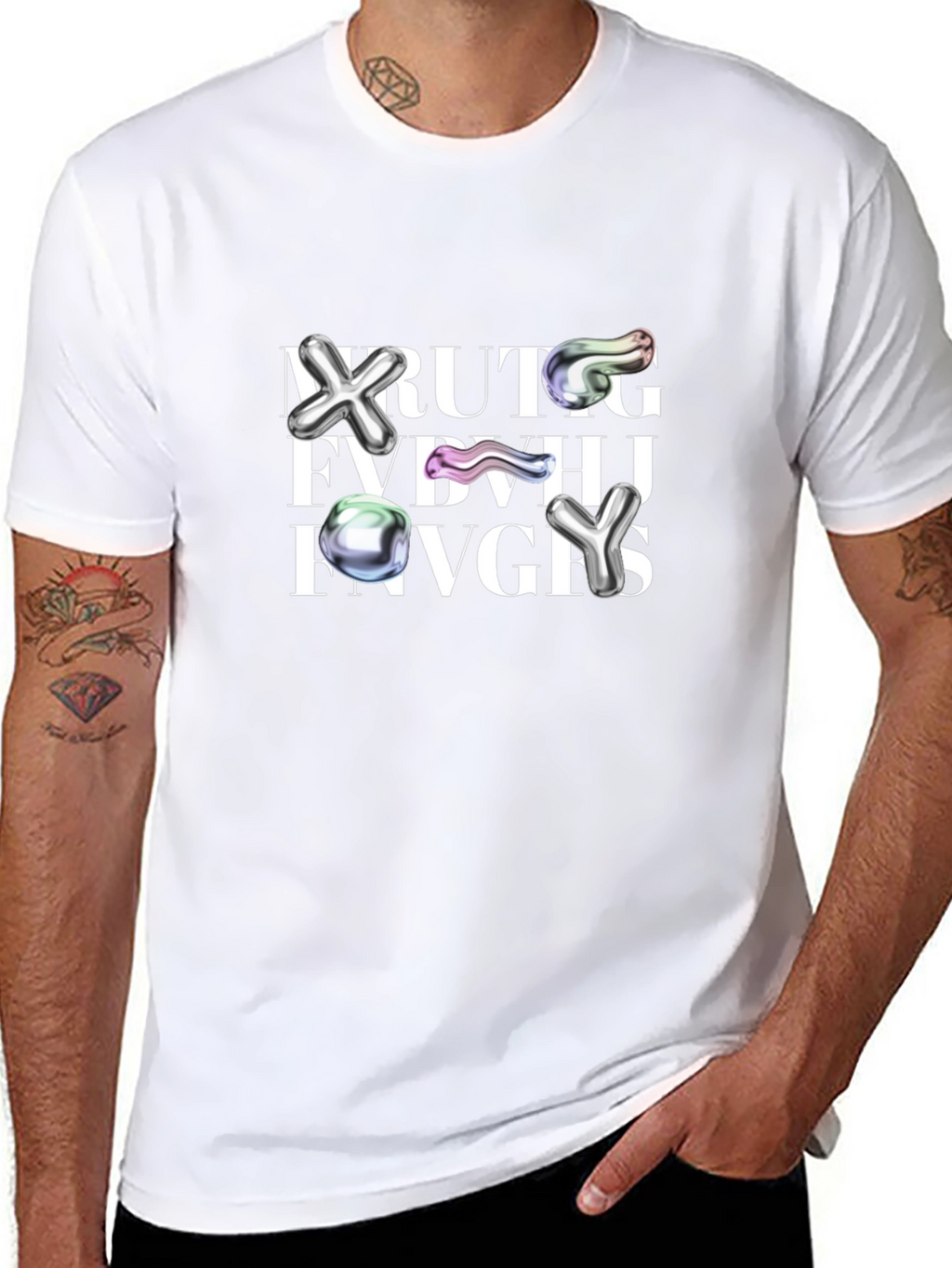 Abstract Graphic Print Crew Neck Tee