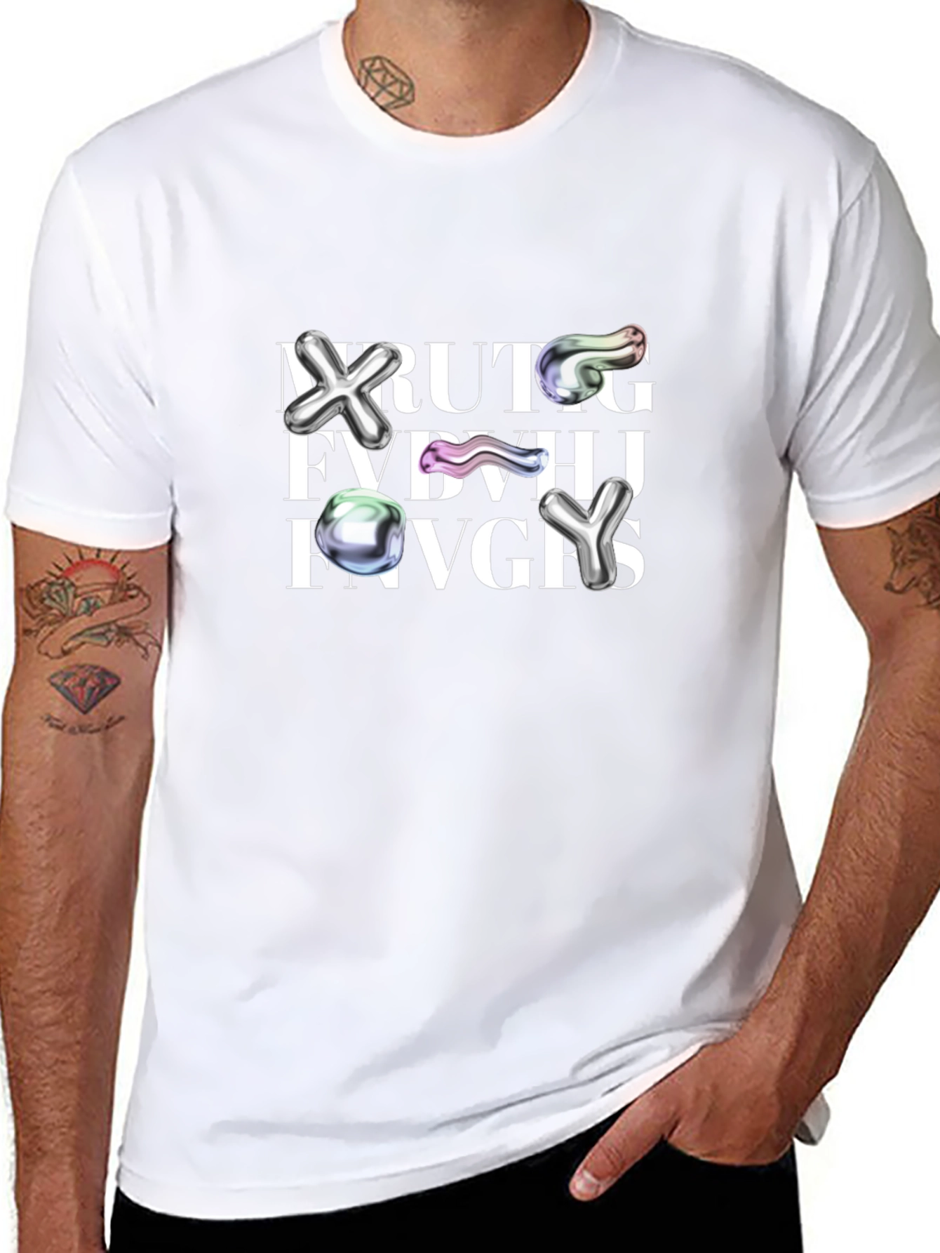 Abstract Graphic Print Crew Neck Tee