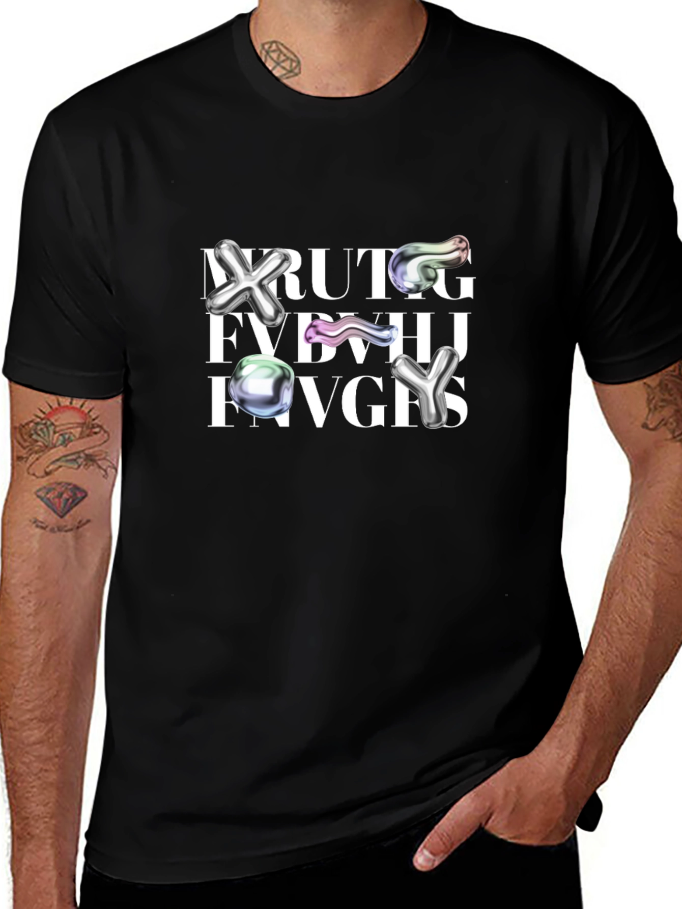 Abstract Graphic Print Crew Neck Tee