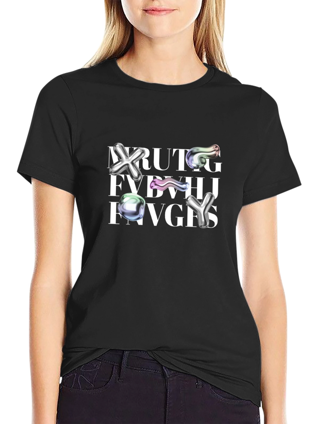 Abstract Graphic Print Crew Neck Tee
