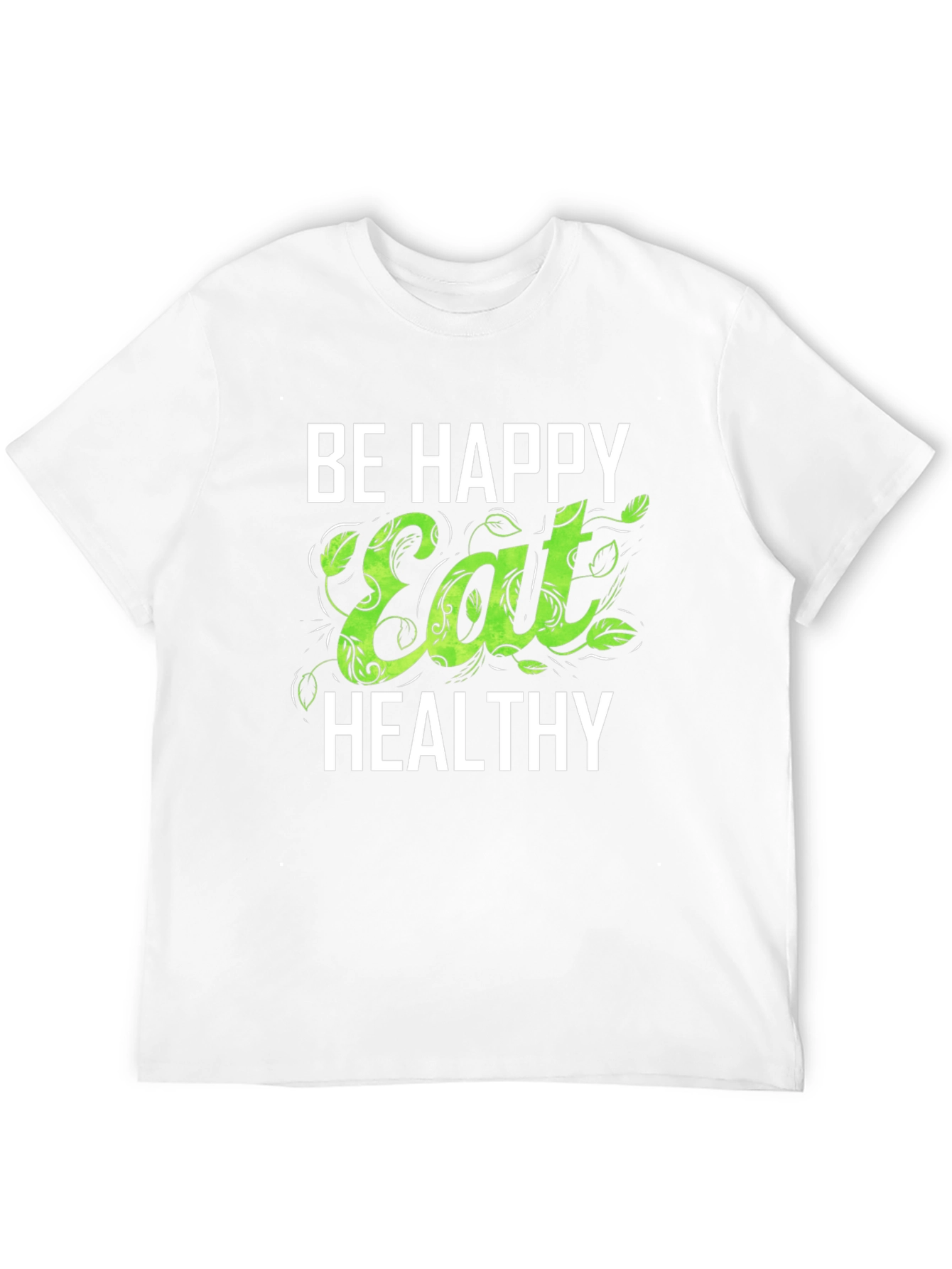 Be Happy Eat Healthy Graphic Tee - Black T-Shirt