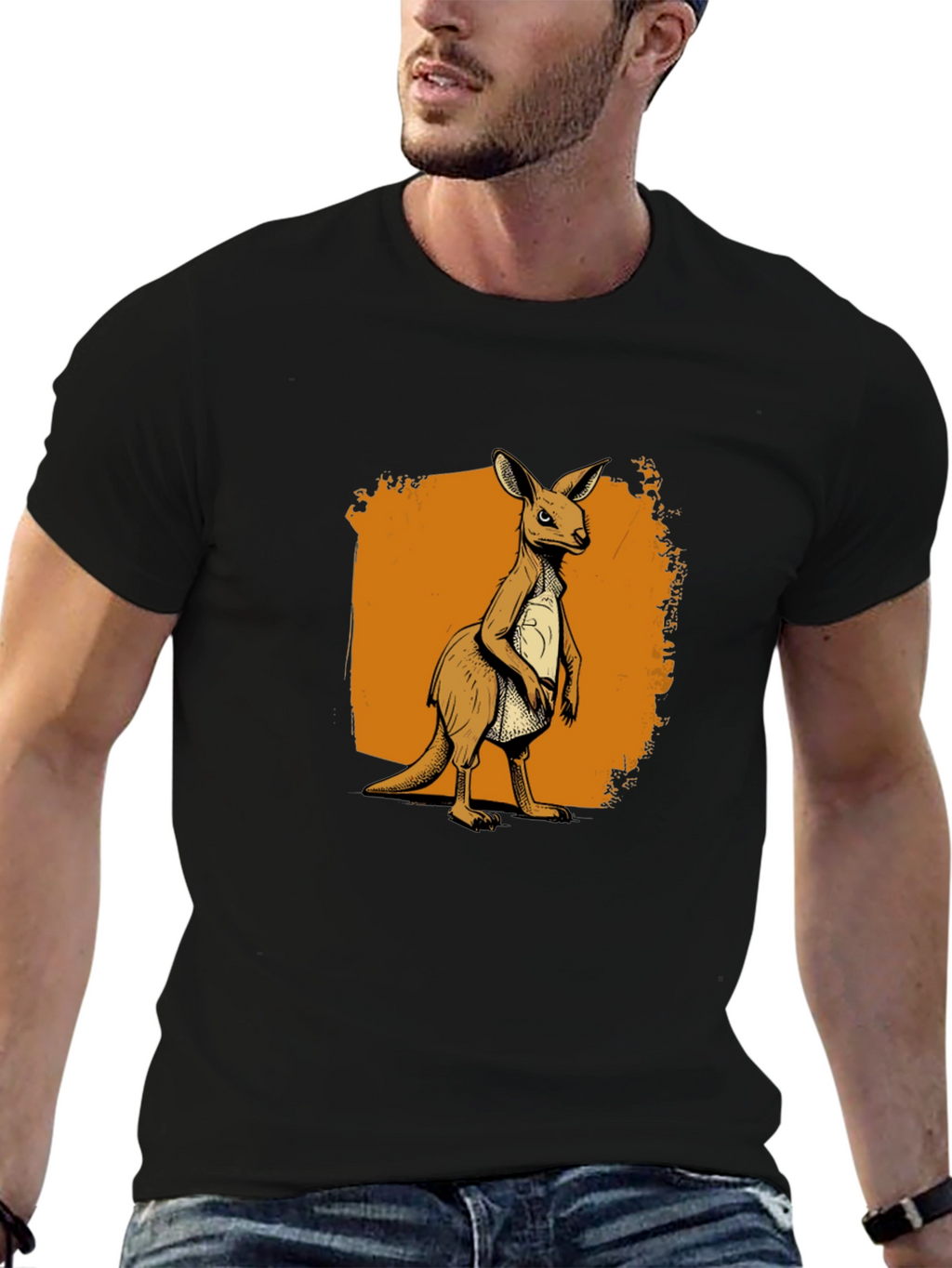 Kangaroo Graphic Tee - Classic Crew Neck