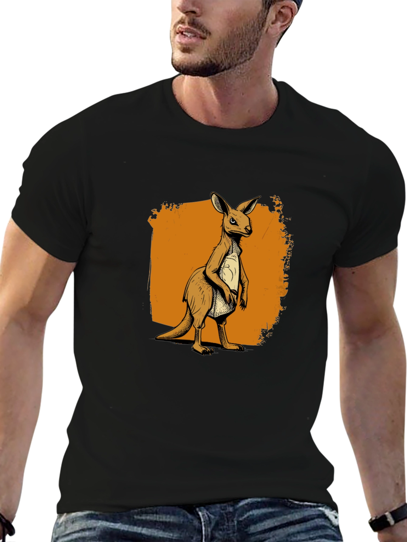Kangaroo Graphic Tee - Classic Crew Neck