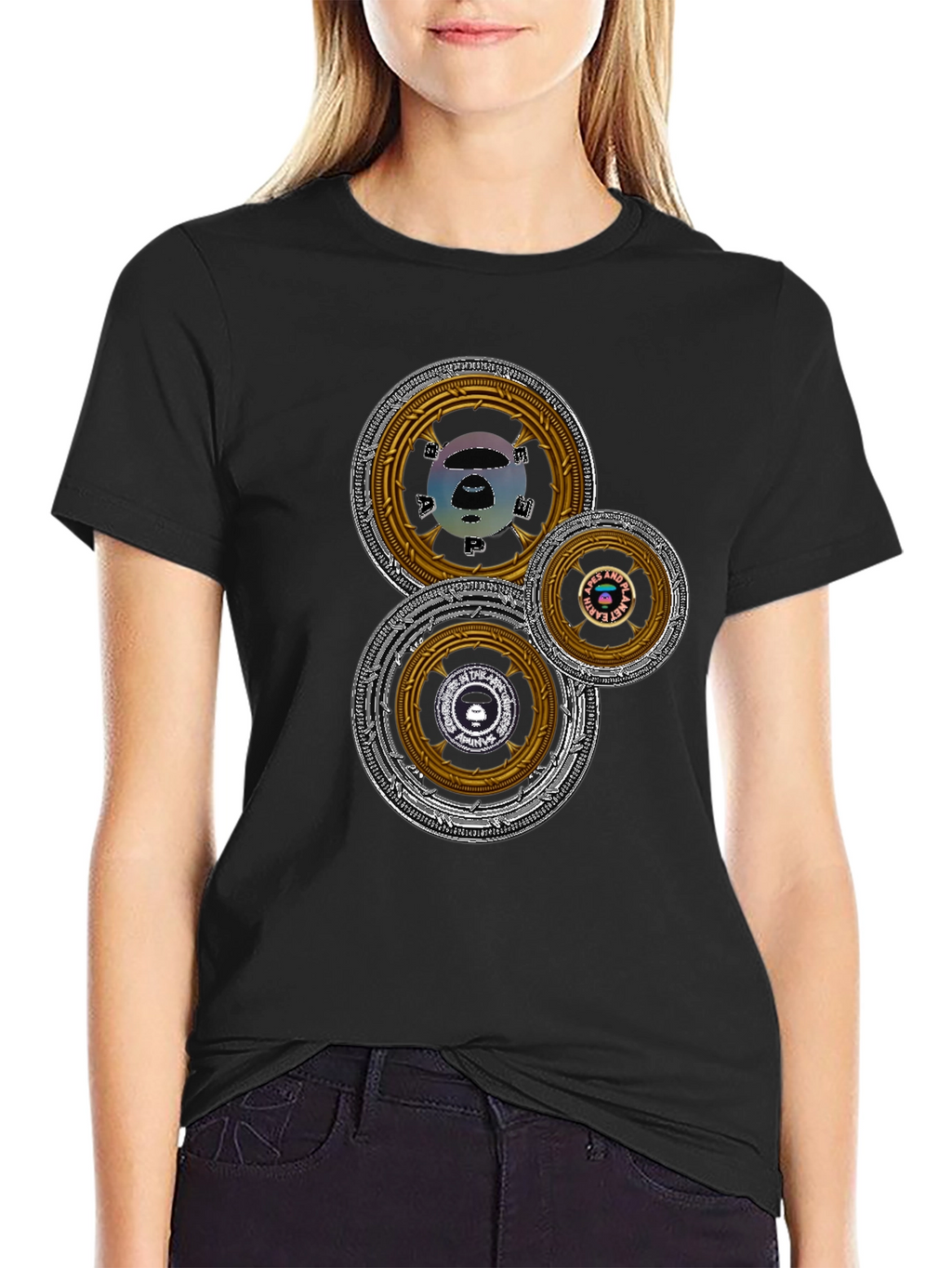 Graphic Tee with Circular Designs