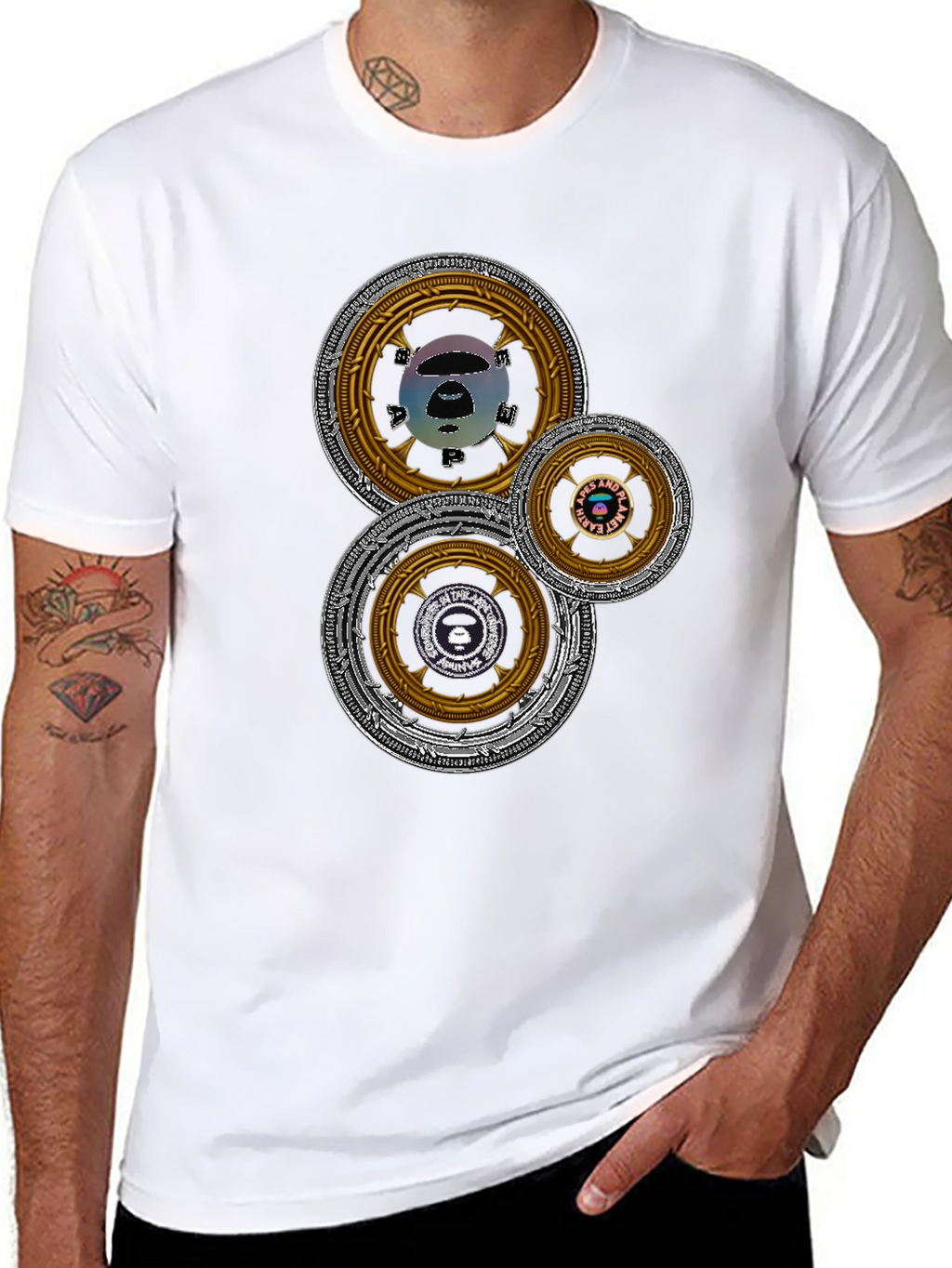 Graphic Tee with Circular Designs