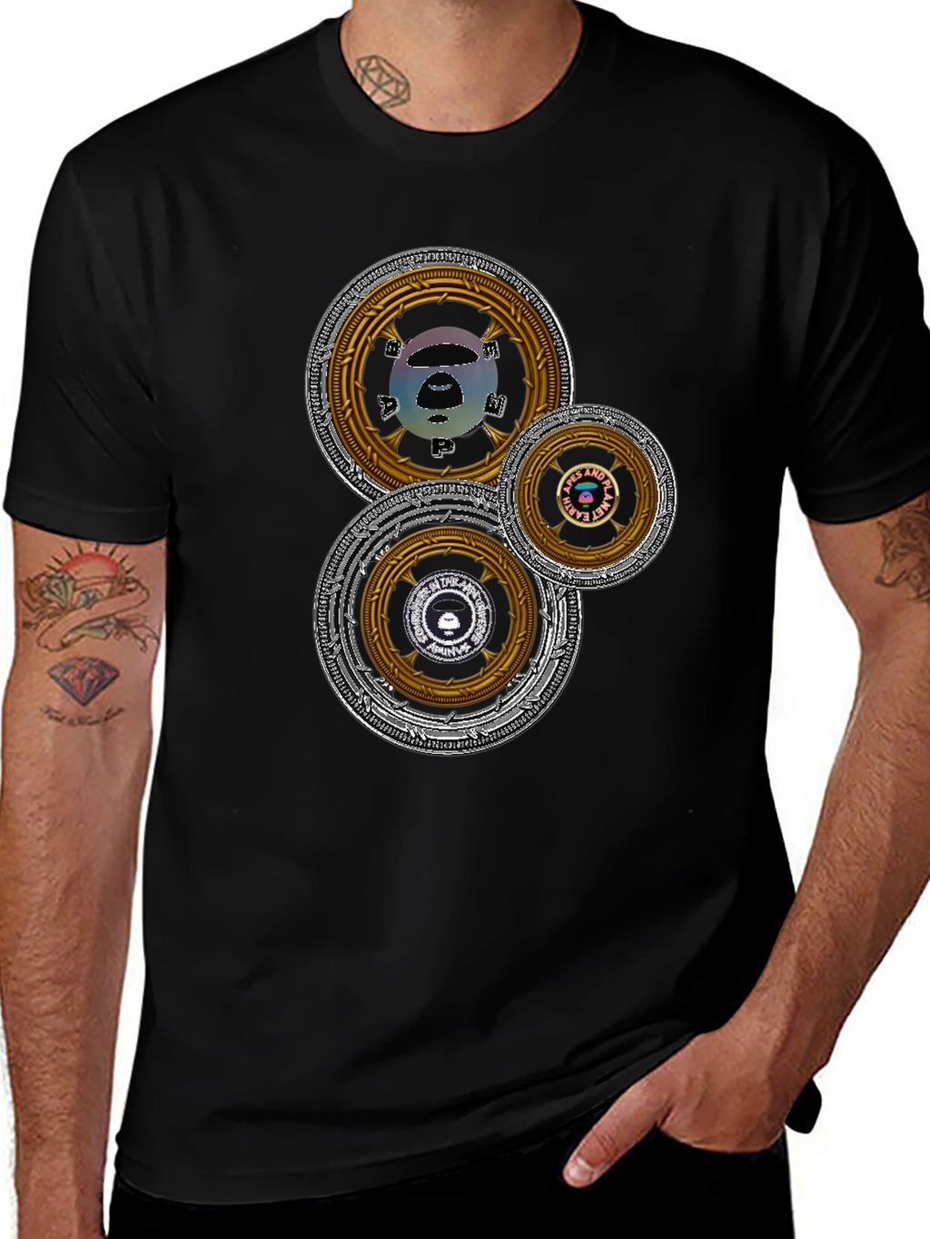 Graphic Tee with Circular Designs