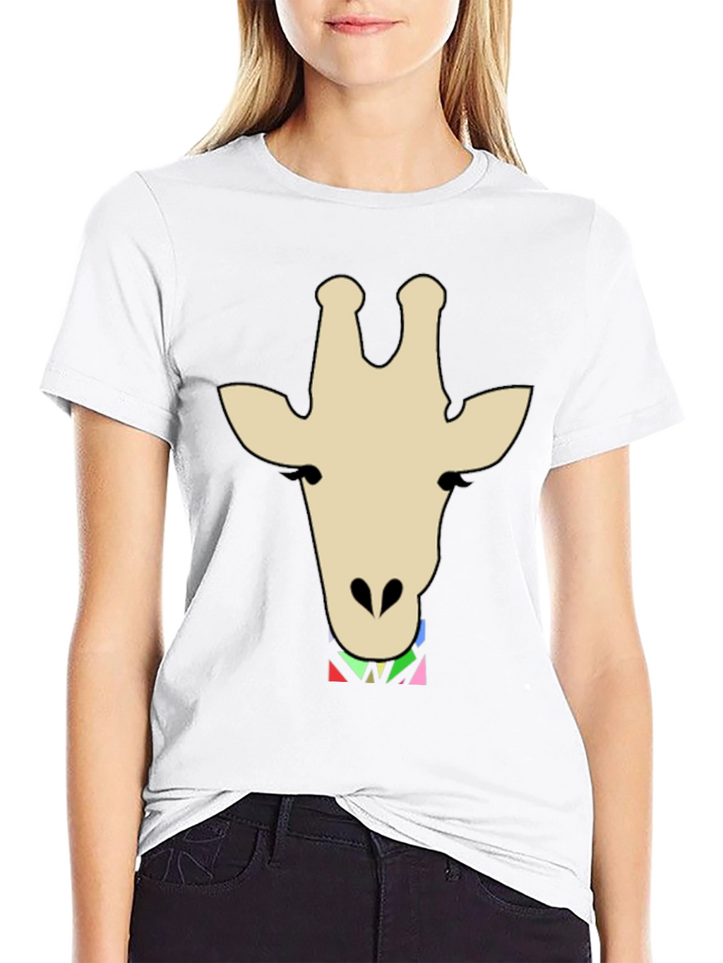 Giraffe Head Graphic Print T-Shirt