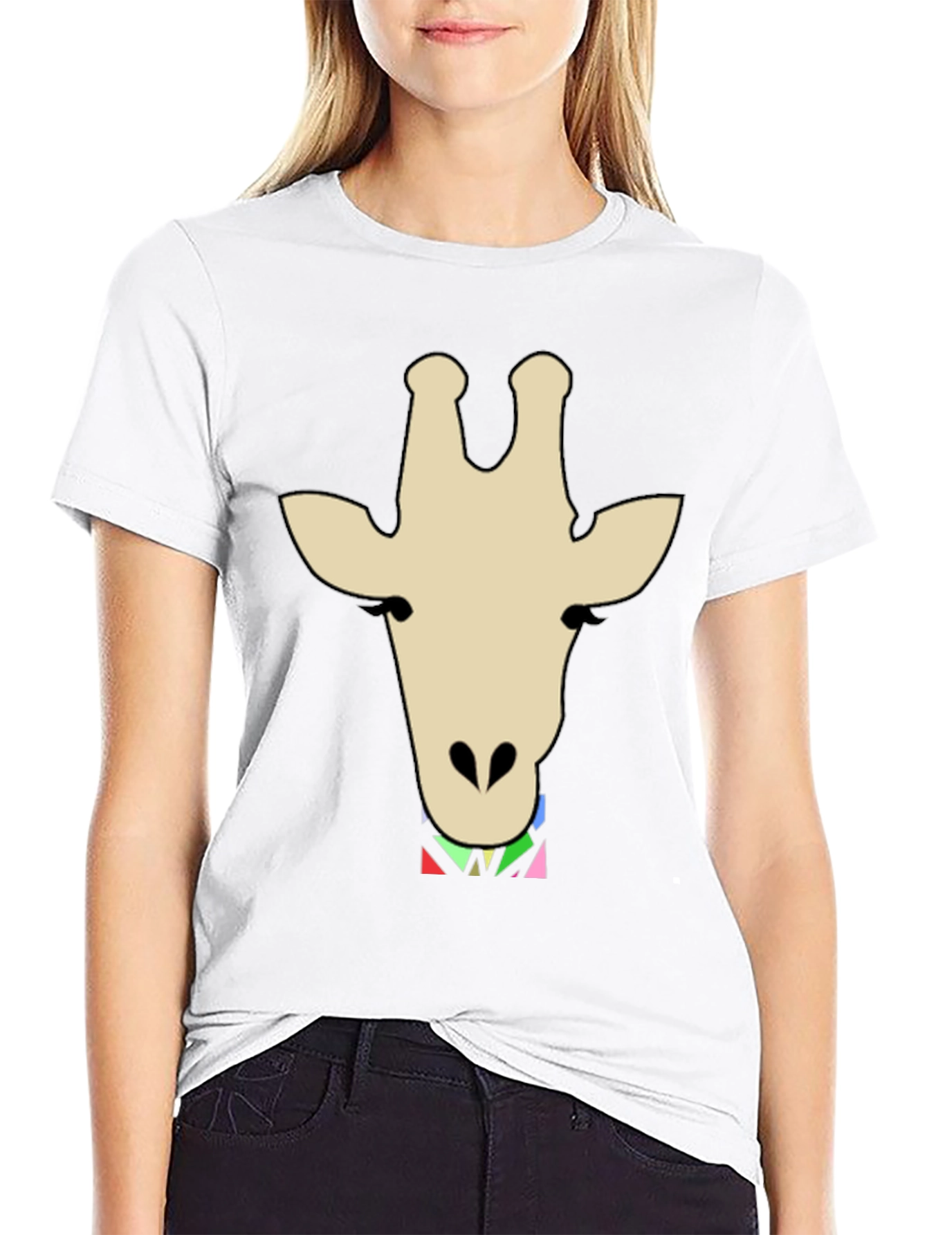 Giraffe Head Graphic Print T-Shirt