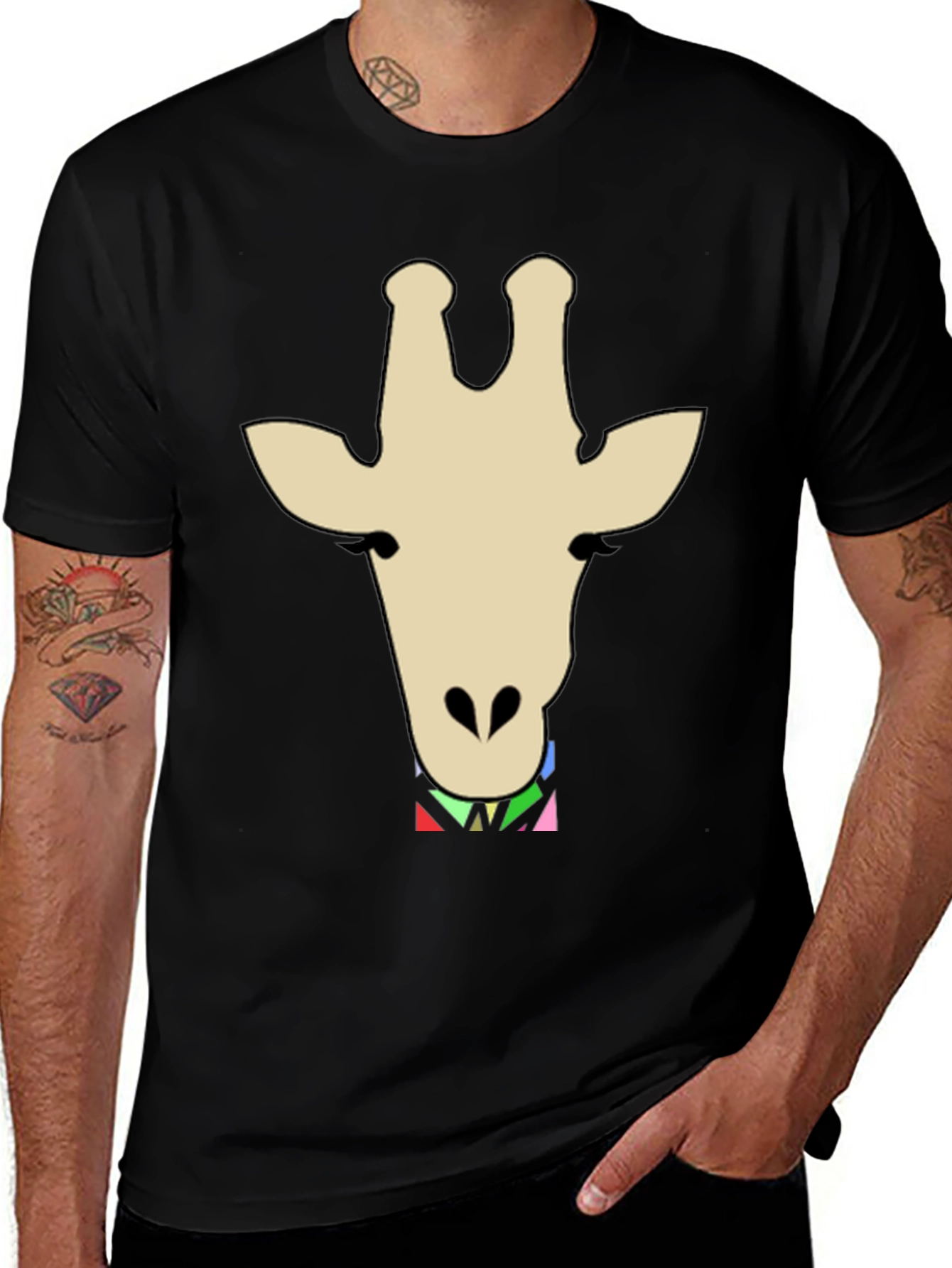 Giraffe Head Graphic Print T-Shirt