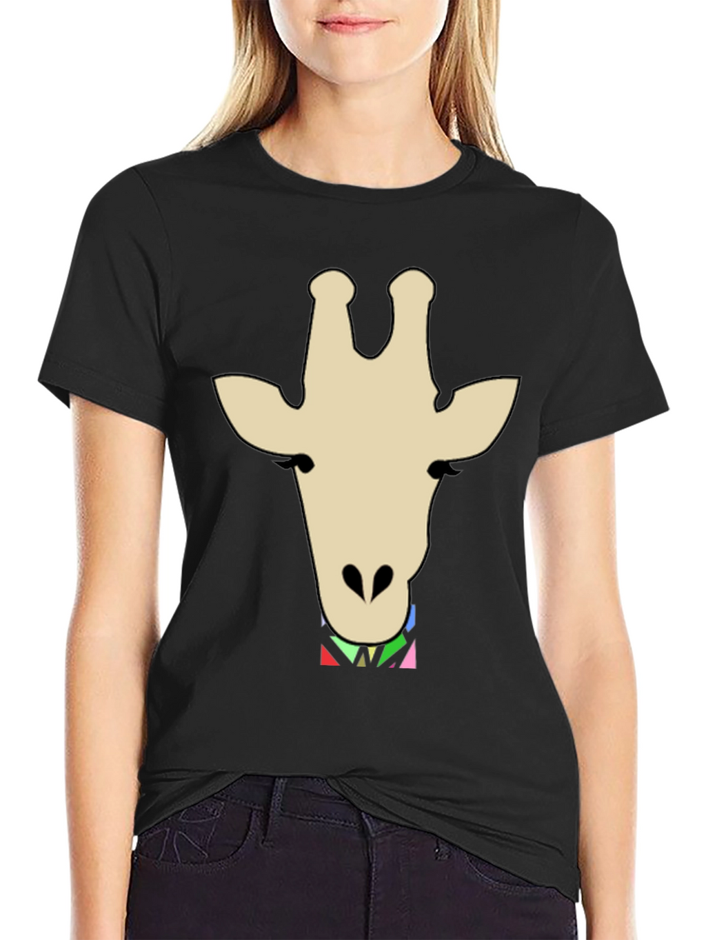 Giraffe Head Graphic Print T-Shirt