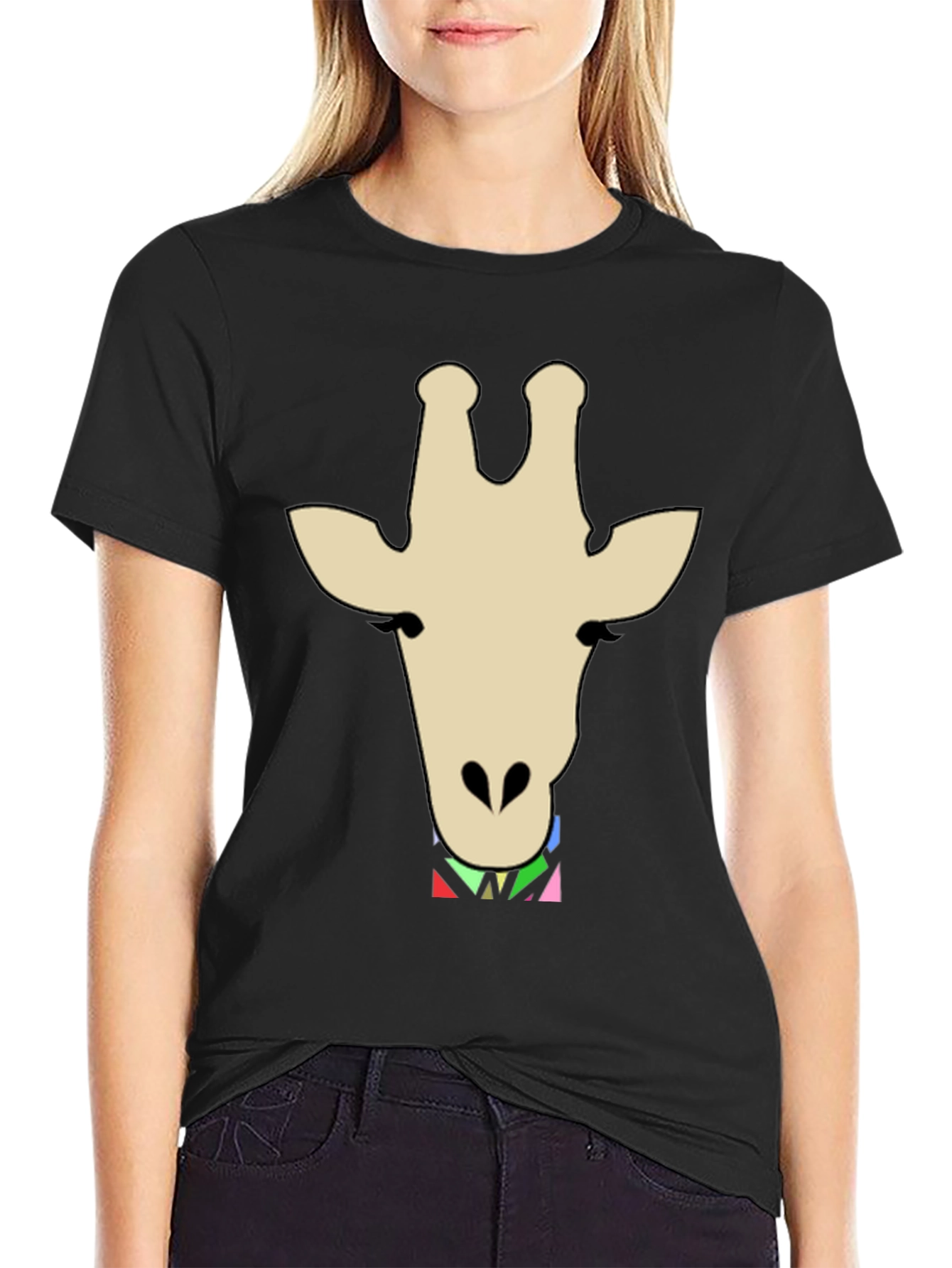 Giraffe Head Graphic Print T-Shirt