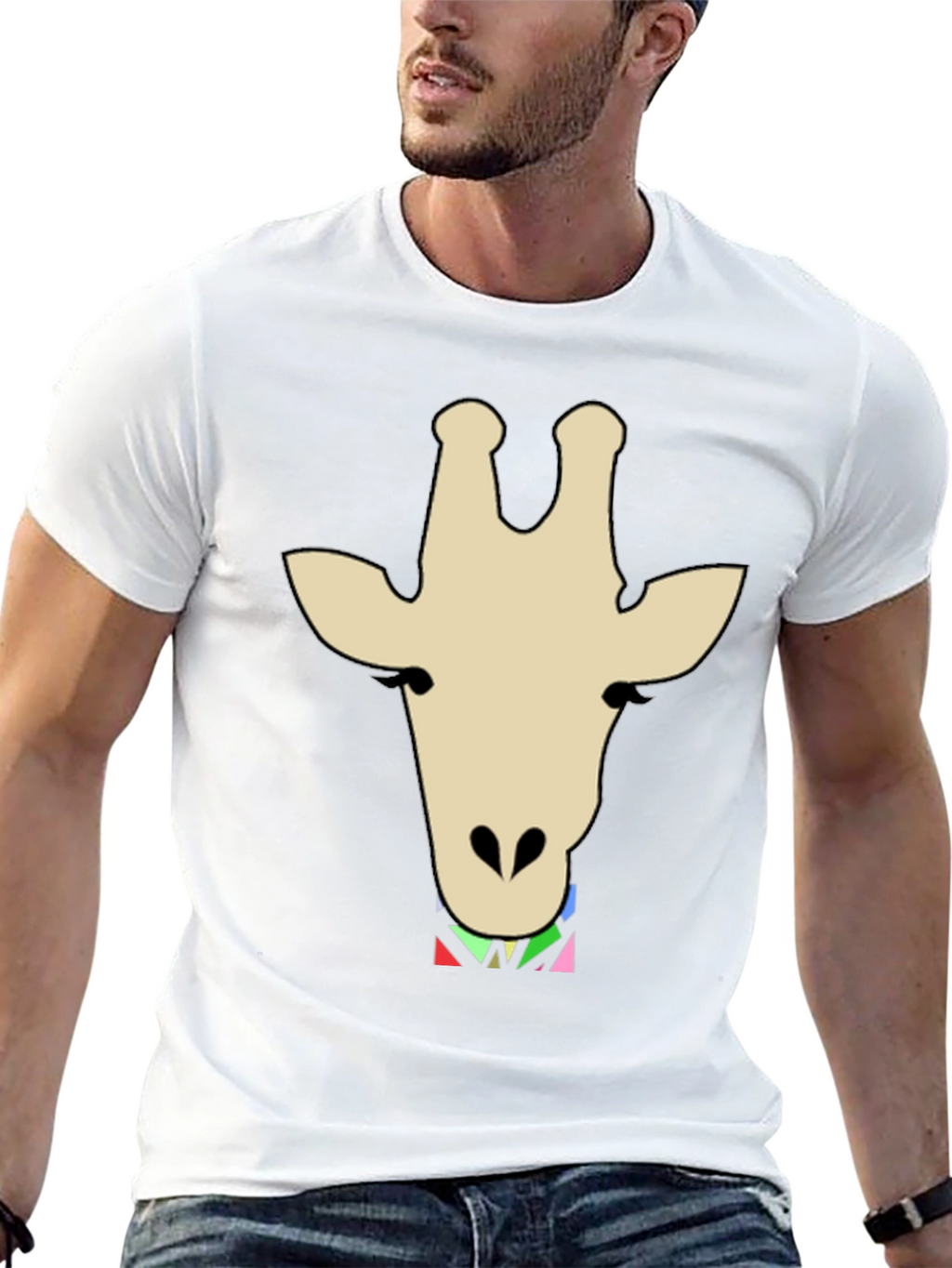 Giraffe Head Graphic Print T-Shirt