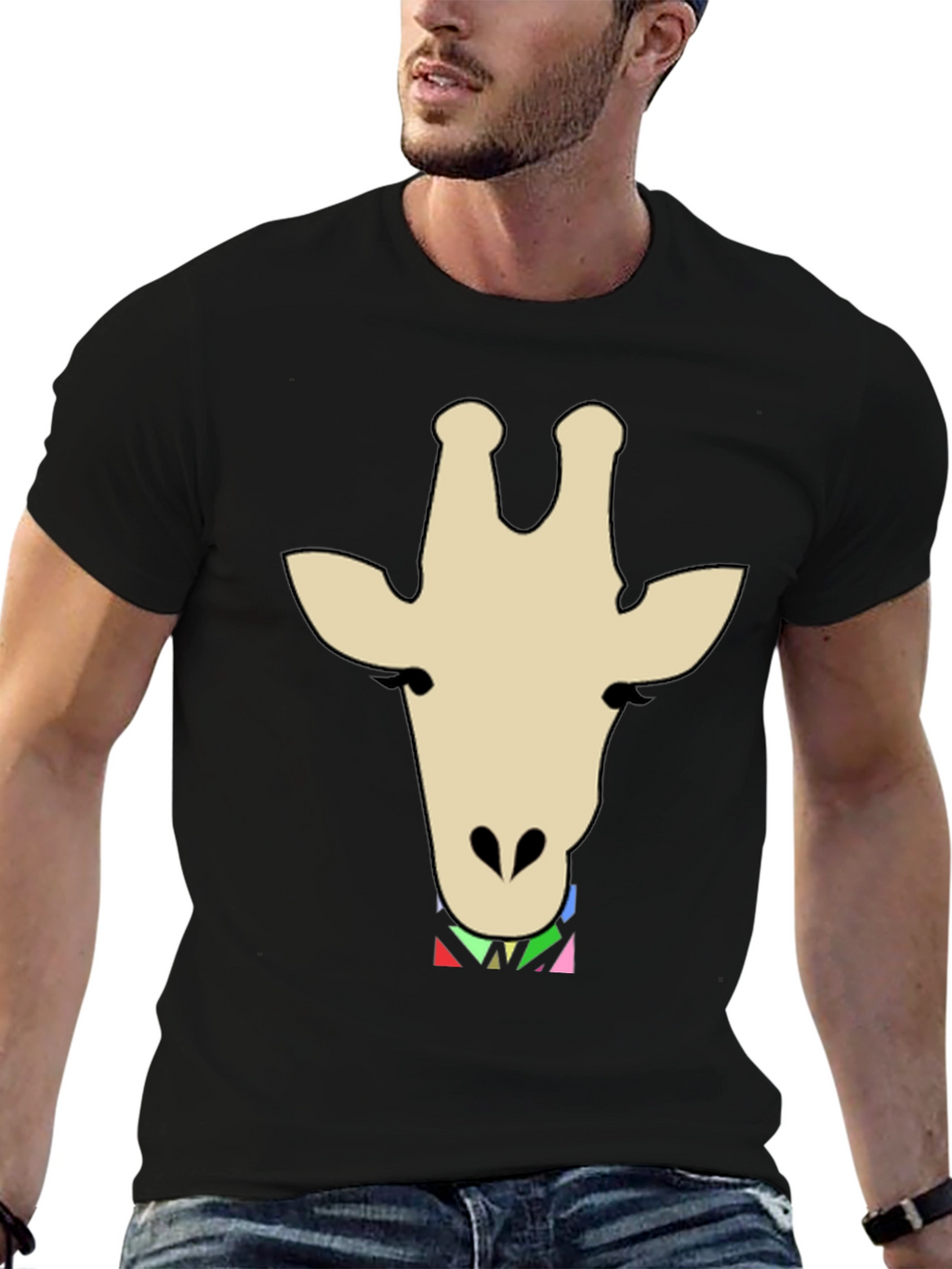 Giraffe Head Graphic Print T-Shirt