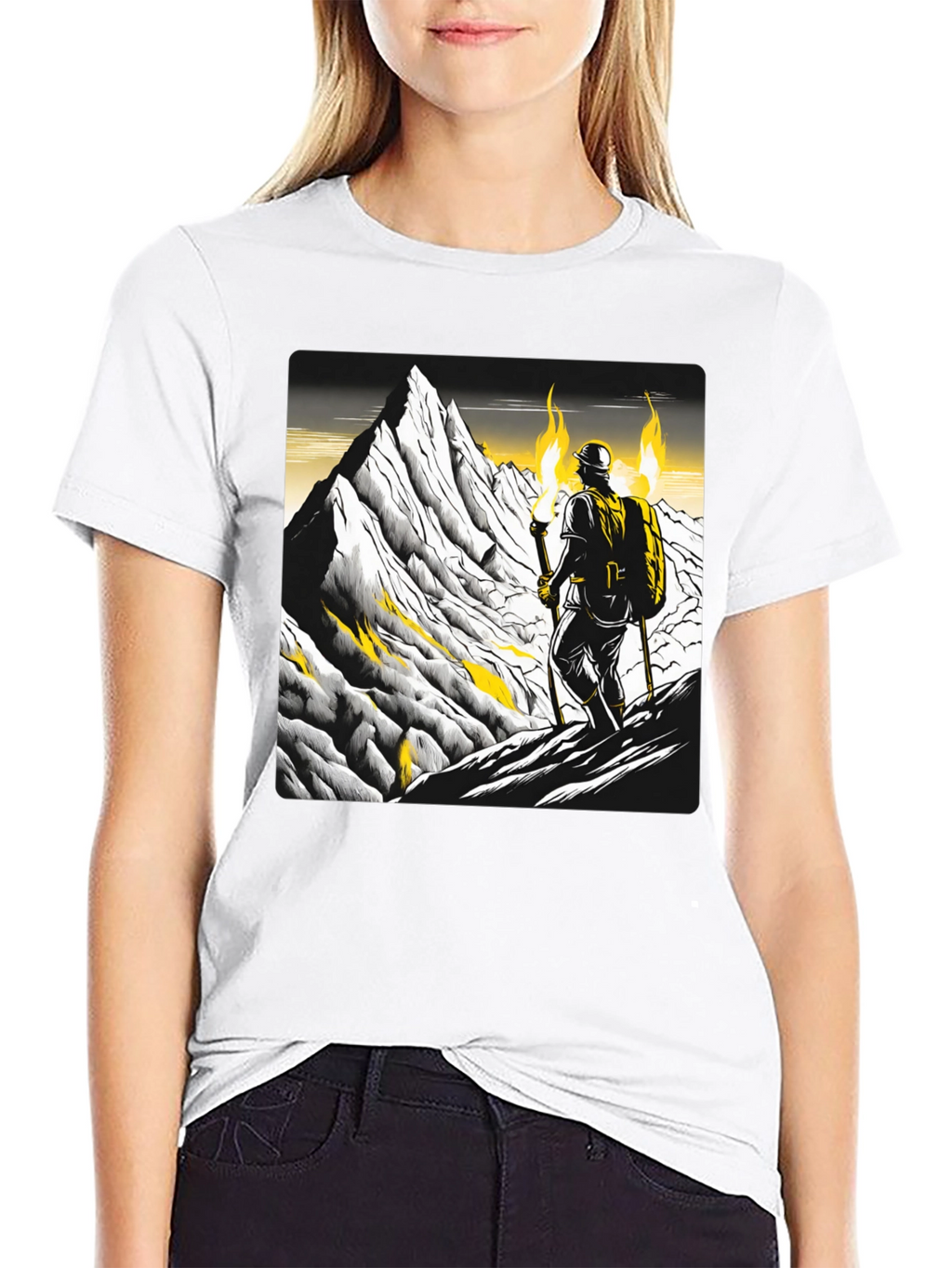 Mountain Climber Graphic Tee - Black Cotton T-Shirt