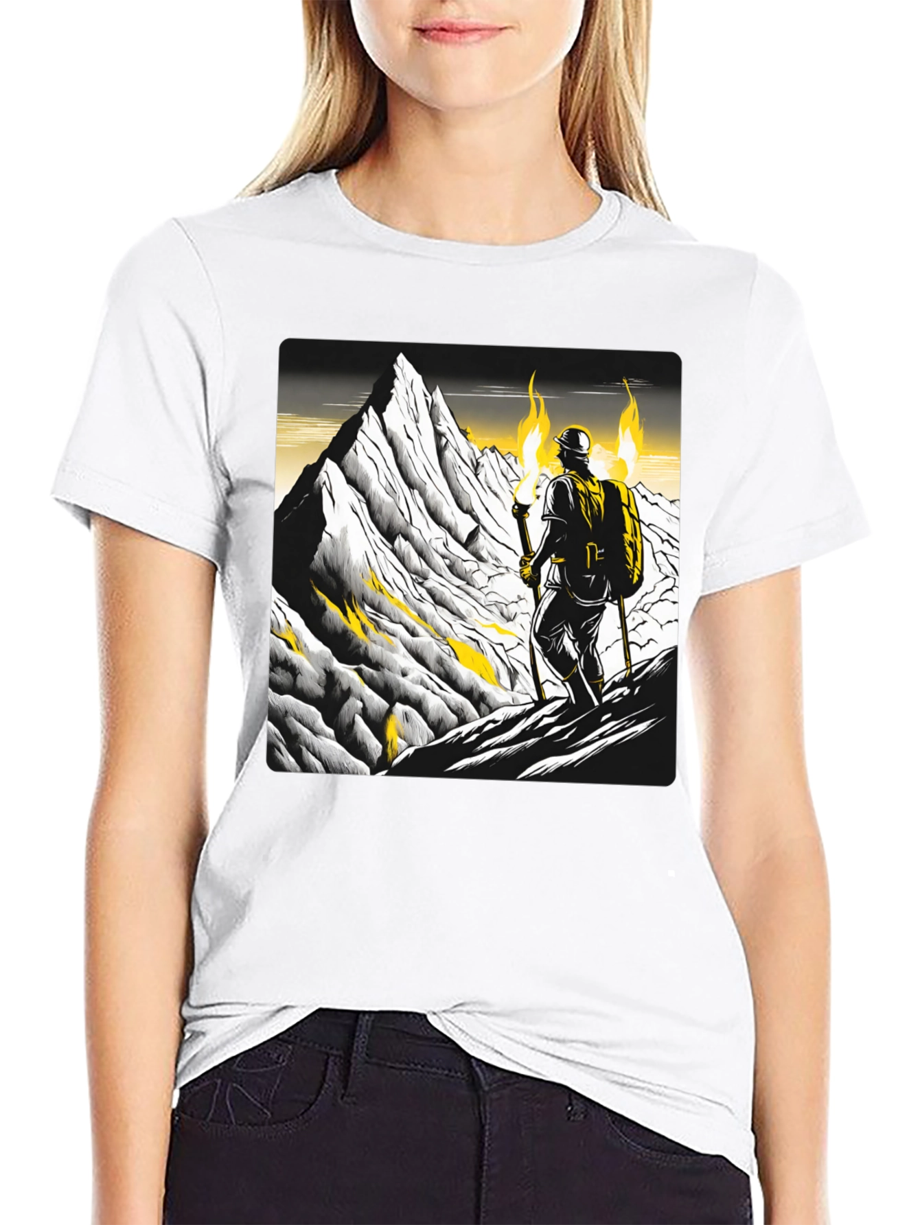Mountain Climber Graphic Tee - Black Cotton T-Shirt
