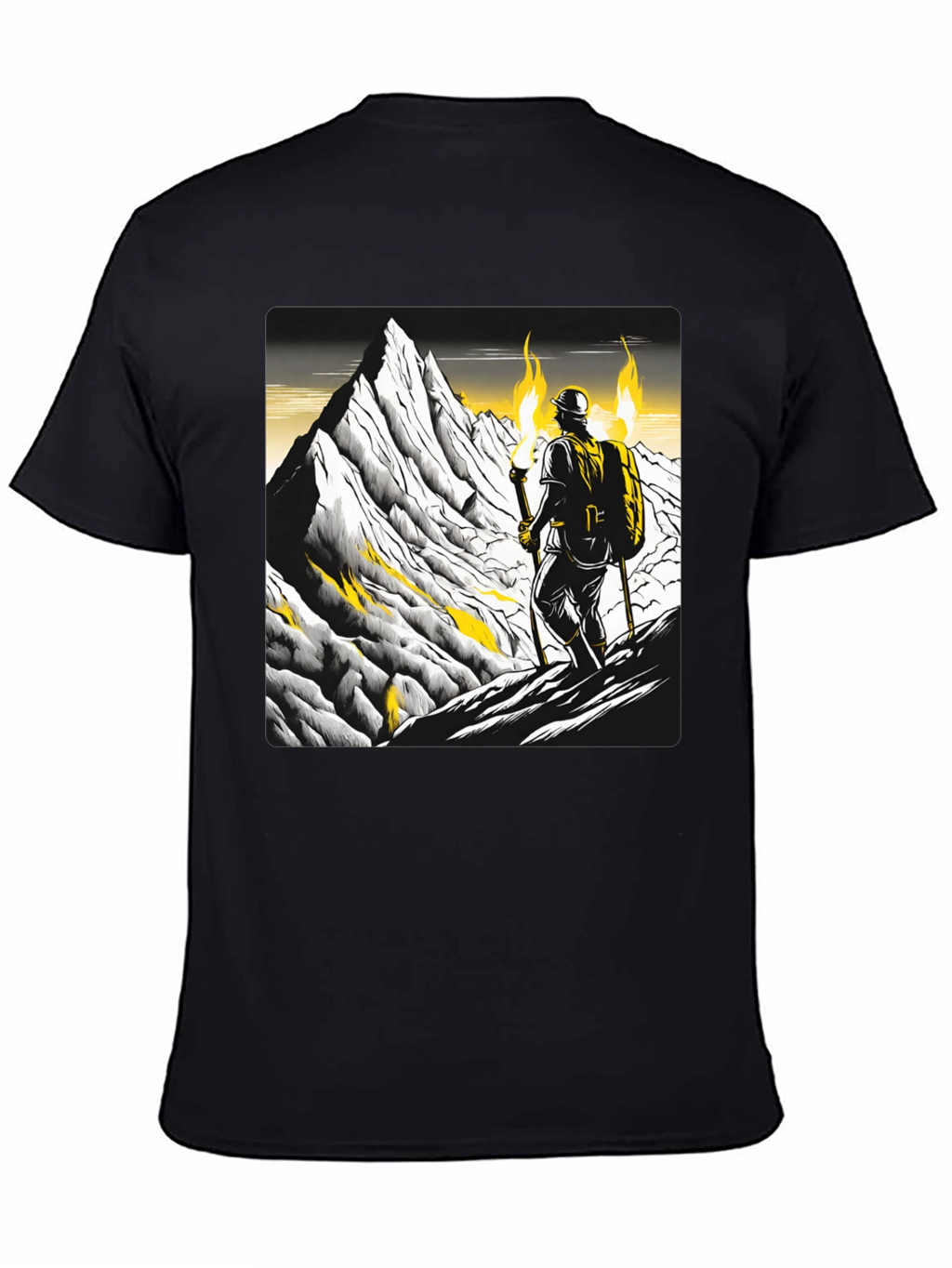 Mountain Climber Graphic Tee - Black Cotton T-Shirt