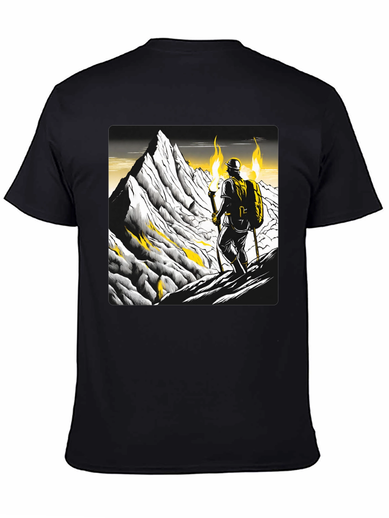Mountain Climber Graphic Tee - Black Cotton T-Shirt