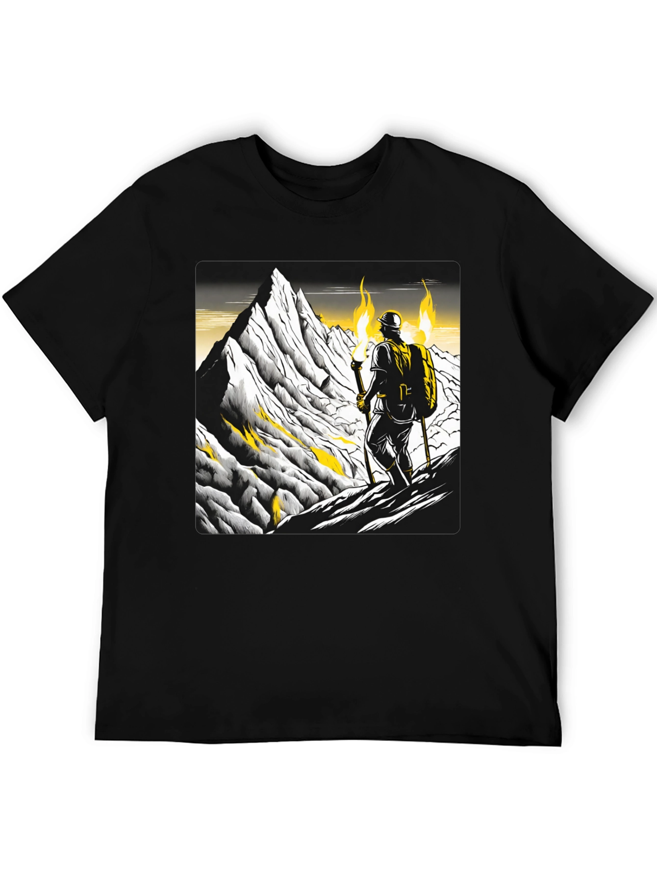 Mountain Climber Graphic Tee - Black Cotton T-Shirt