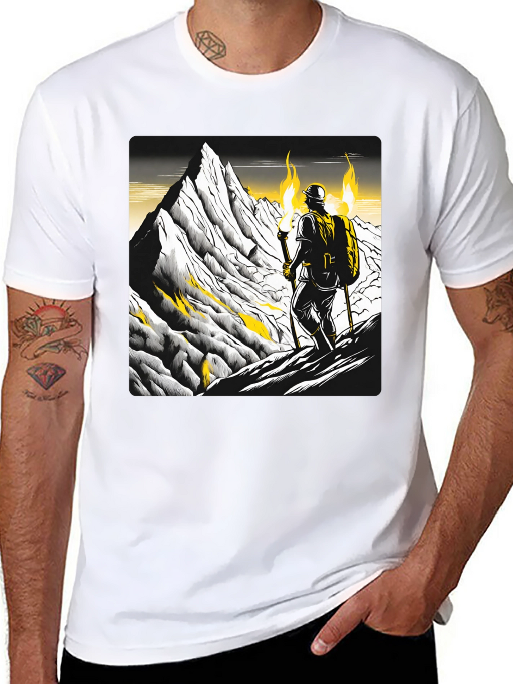 Mountain Climber Graphic Tee - Black Cotton T-Shirt