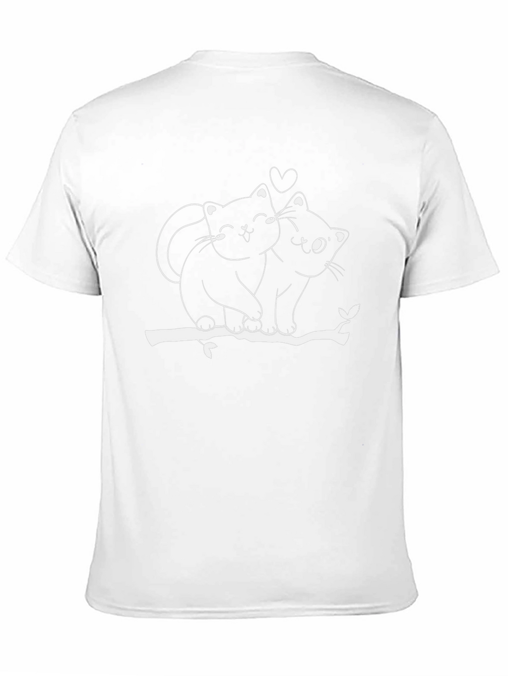 Cute Cat Couple T-Shirt - Black