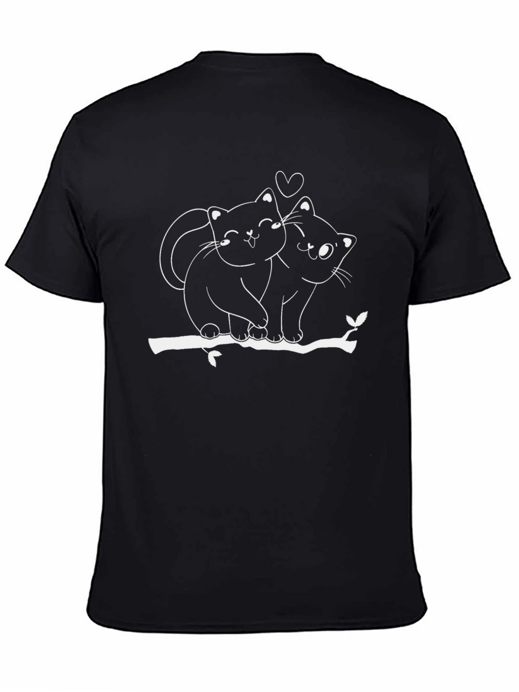 Cute Cat Couple T-Shirt - Black