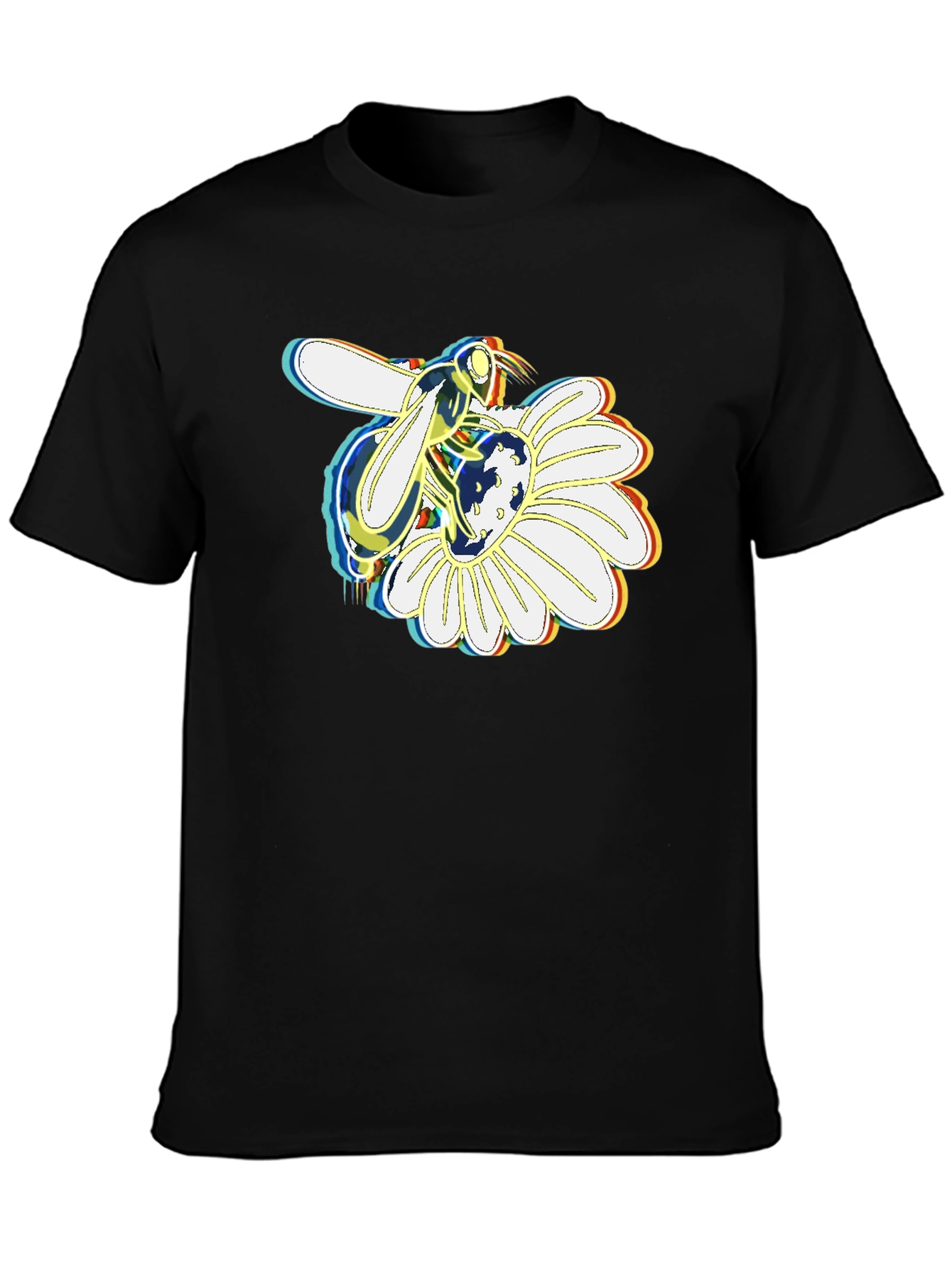 Bee on Daisy Graphic Tee - Stylish Black T-Shirt