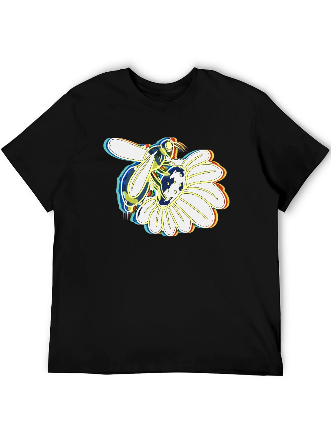 Bee on Daisy Graphic Tee - Stylish Black T-Shirt