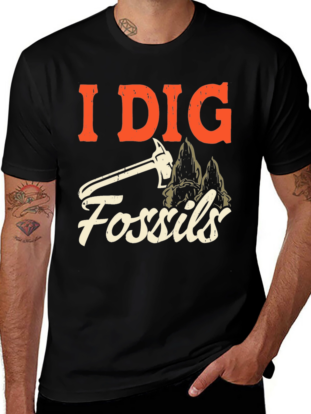 I Dig Fossils Graphic T-Shirt - Paleontology Enthusiast Tee