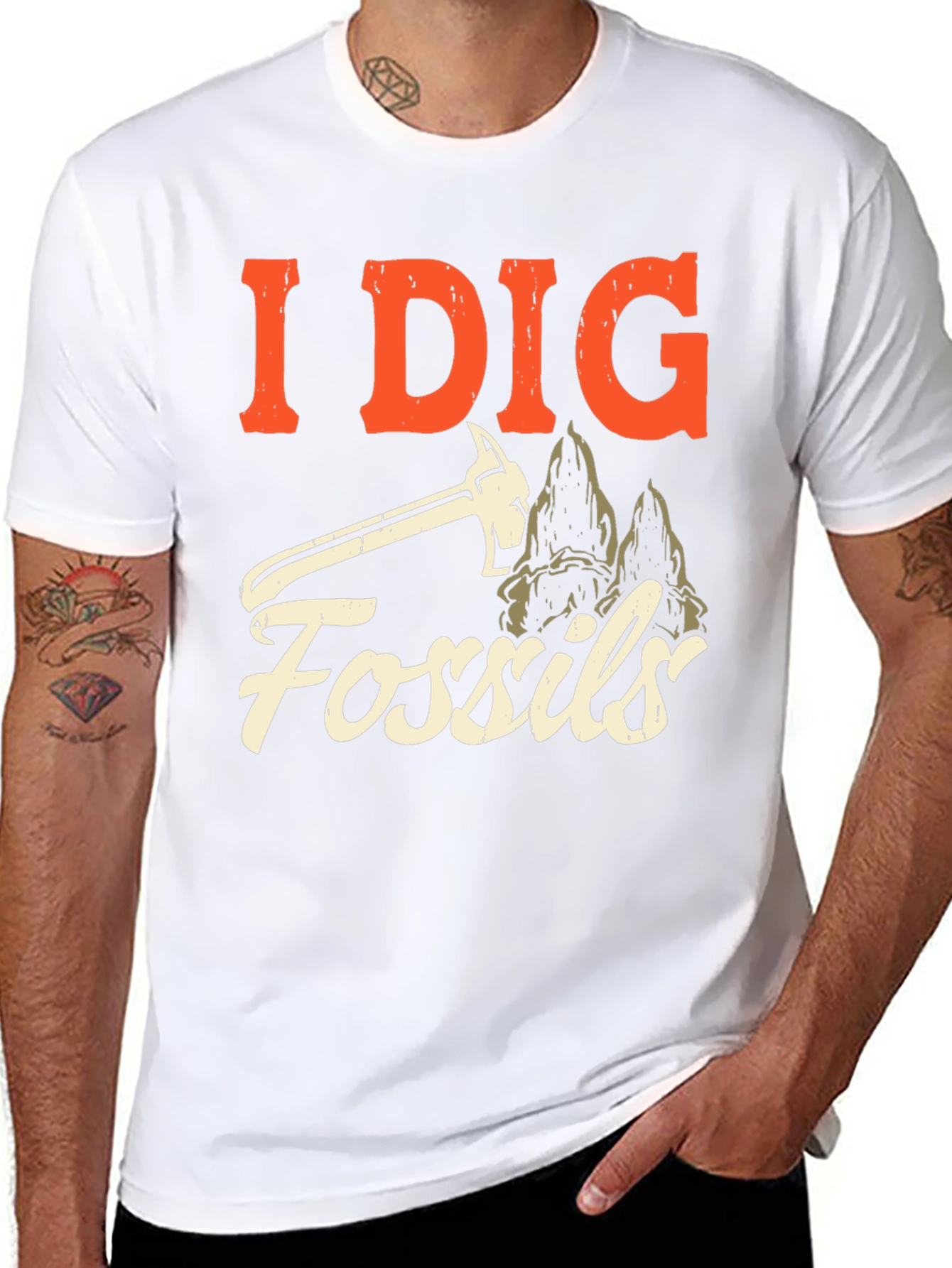 I Dig Fossils Graphic T-Shirt - Paleontology Enthusiast Tee