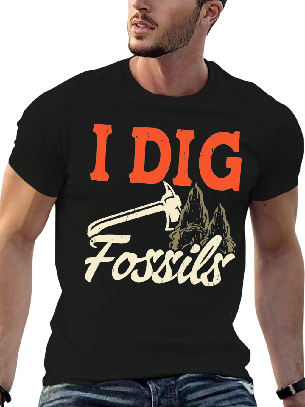 I Dig Fossils Graphic T-Shirt - Paleontology Enthusiast Tee