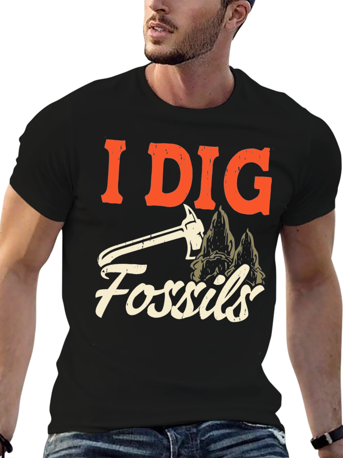 I Dig Fossils Graphic T-Shirt - Paleontology Enthusiast Tee