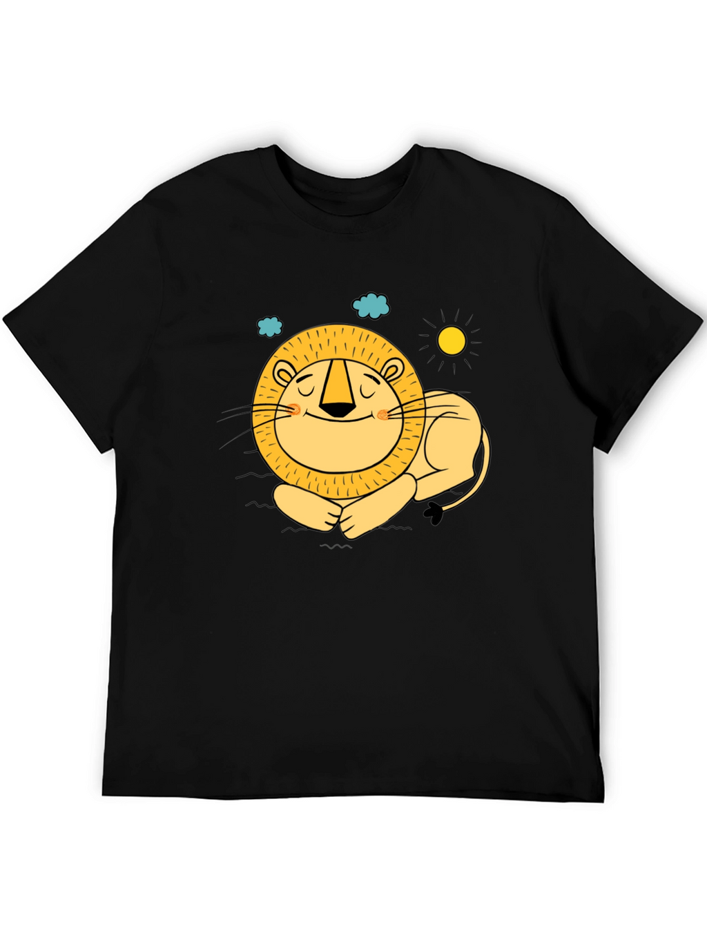 Cute Lion Graphic Tee - Relaxed Fit Black T-Shirt