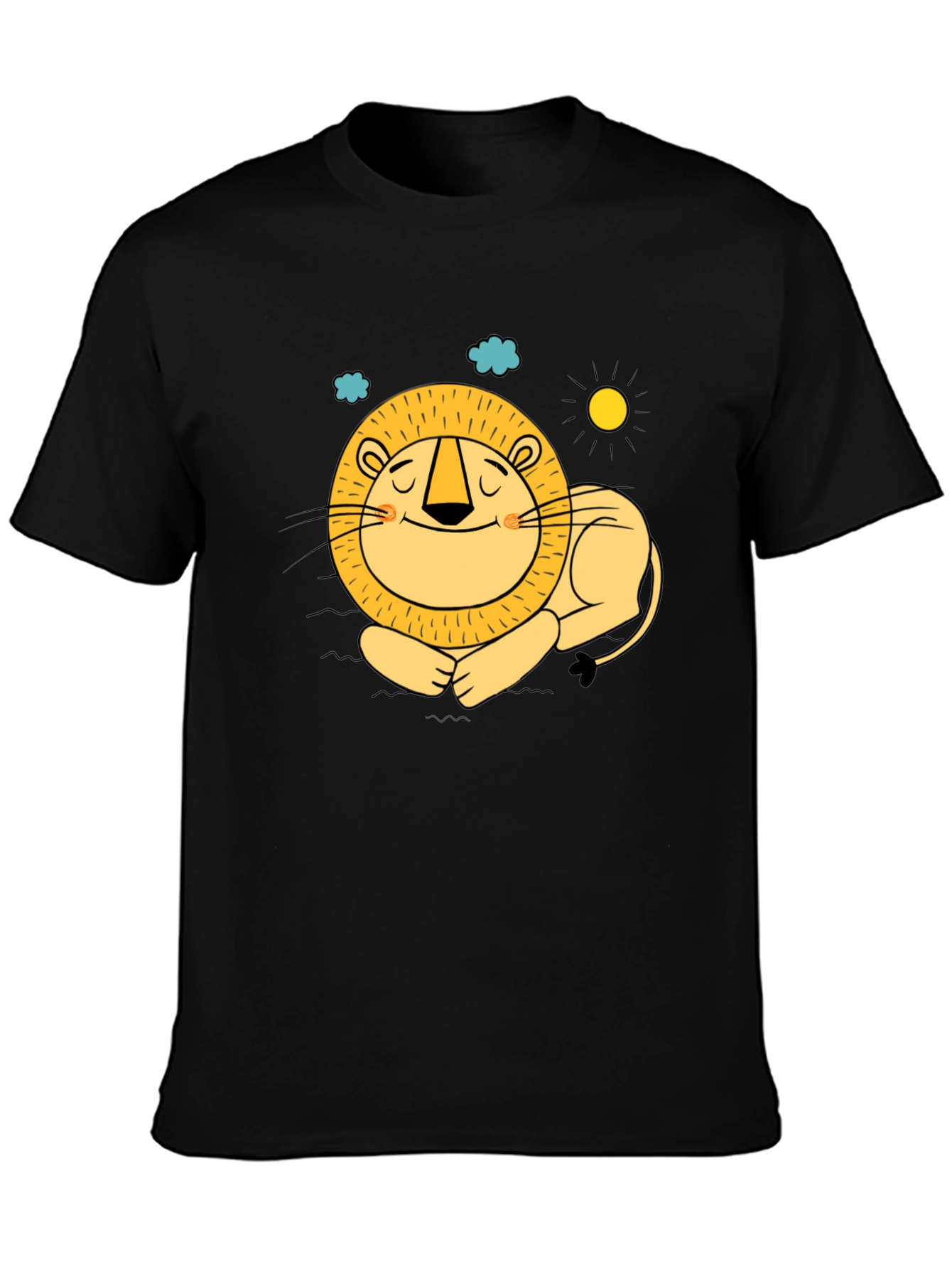 Cute Lion Graphic Tee - Relaxed Fit Black T-Shirt