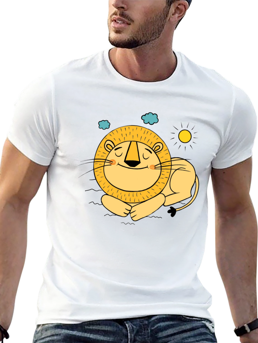 Cute Lion Graphic Tee - Relaxed Fit Black T-Shirt