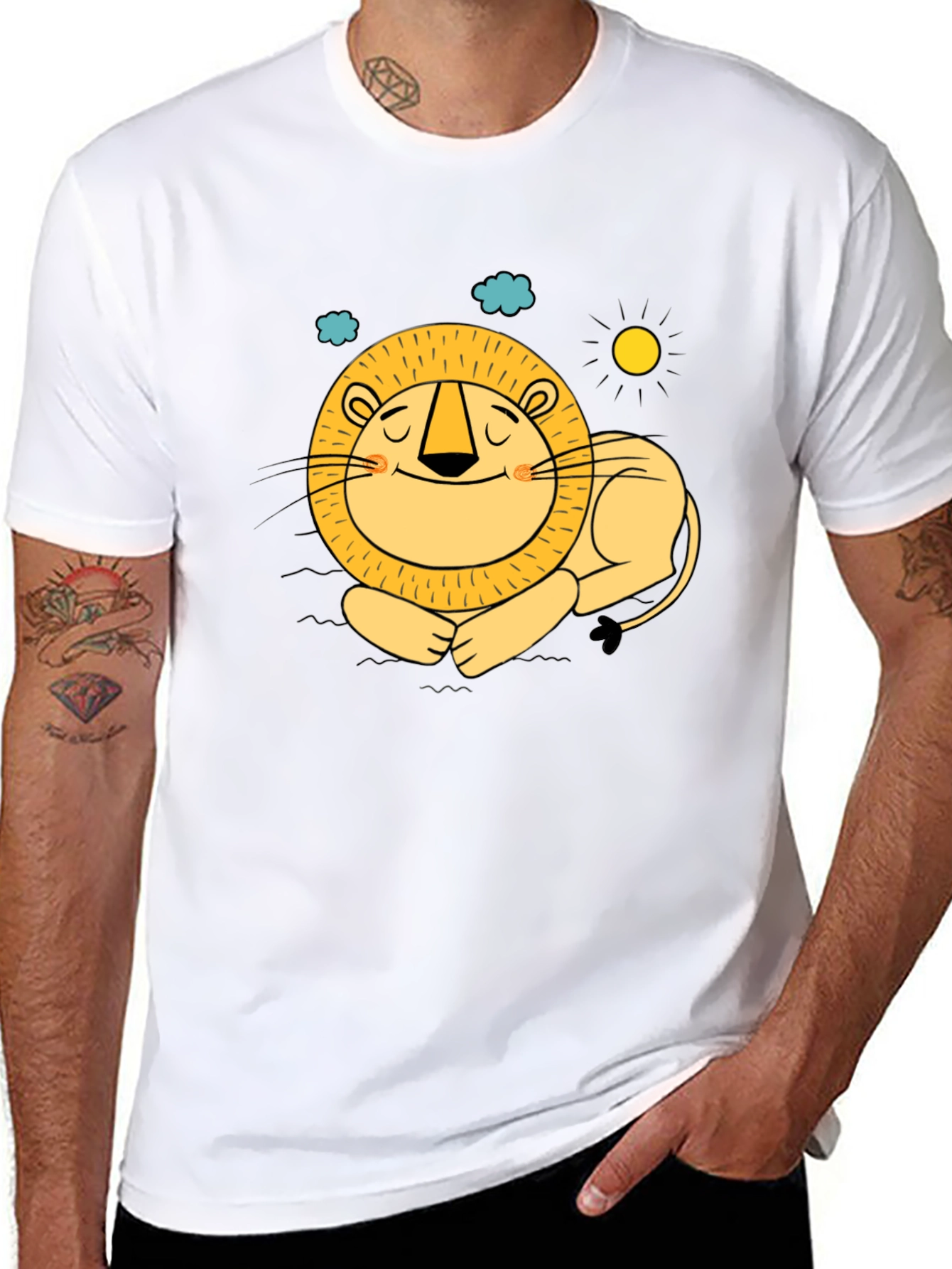 Cute Lion Graphic Tee - Relaxed Fit Black T-Shirt