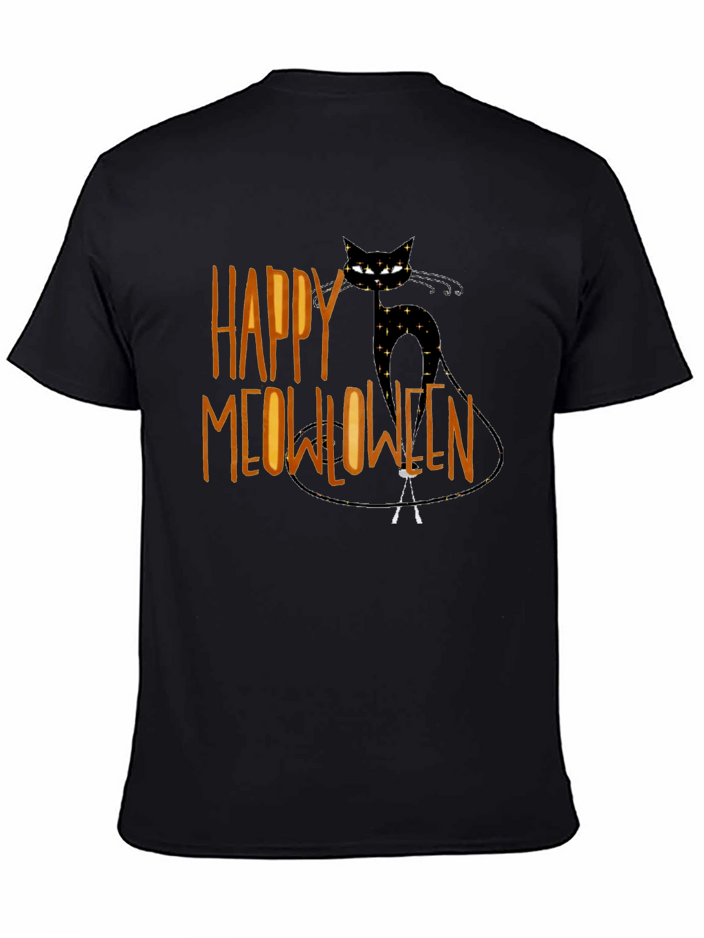 Happy Meowlloween Black Cat Graphic T-Shirt