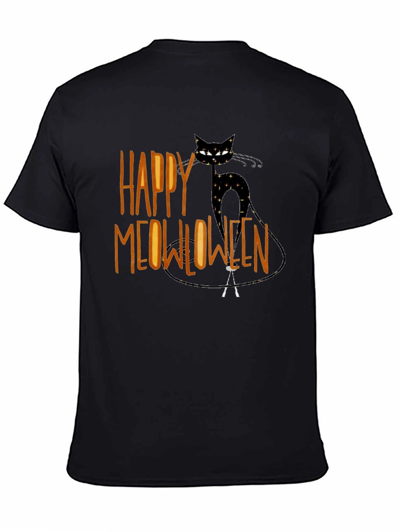 Happy Meowlloween Black Cat Graphic T-Shirt