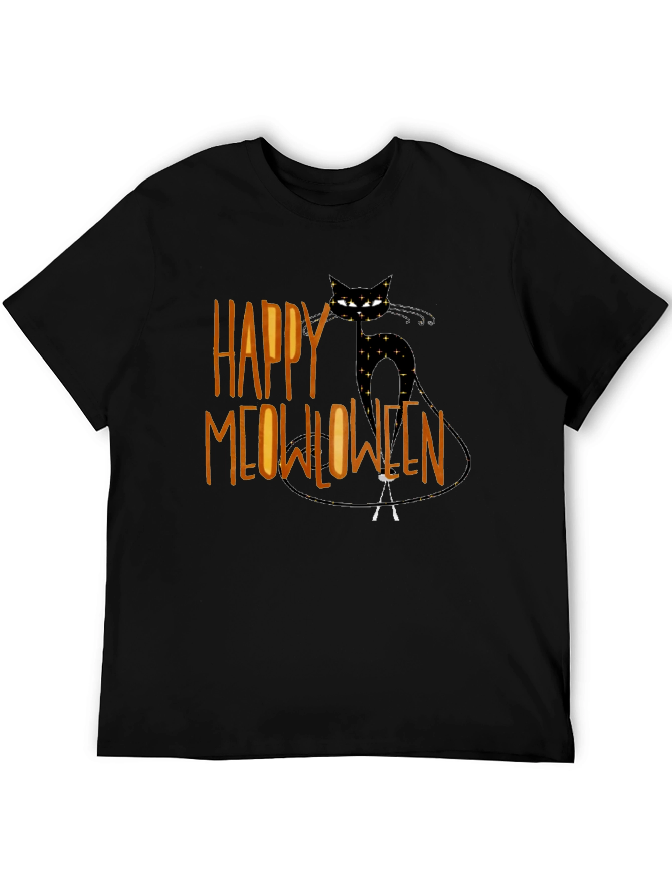 Happy Meowlloween Black Cat Graphic T-Shirt