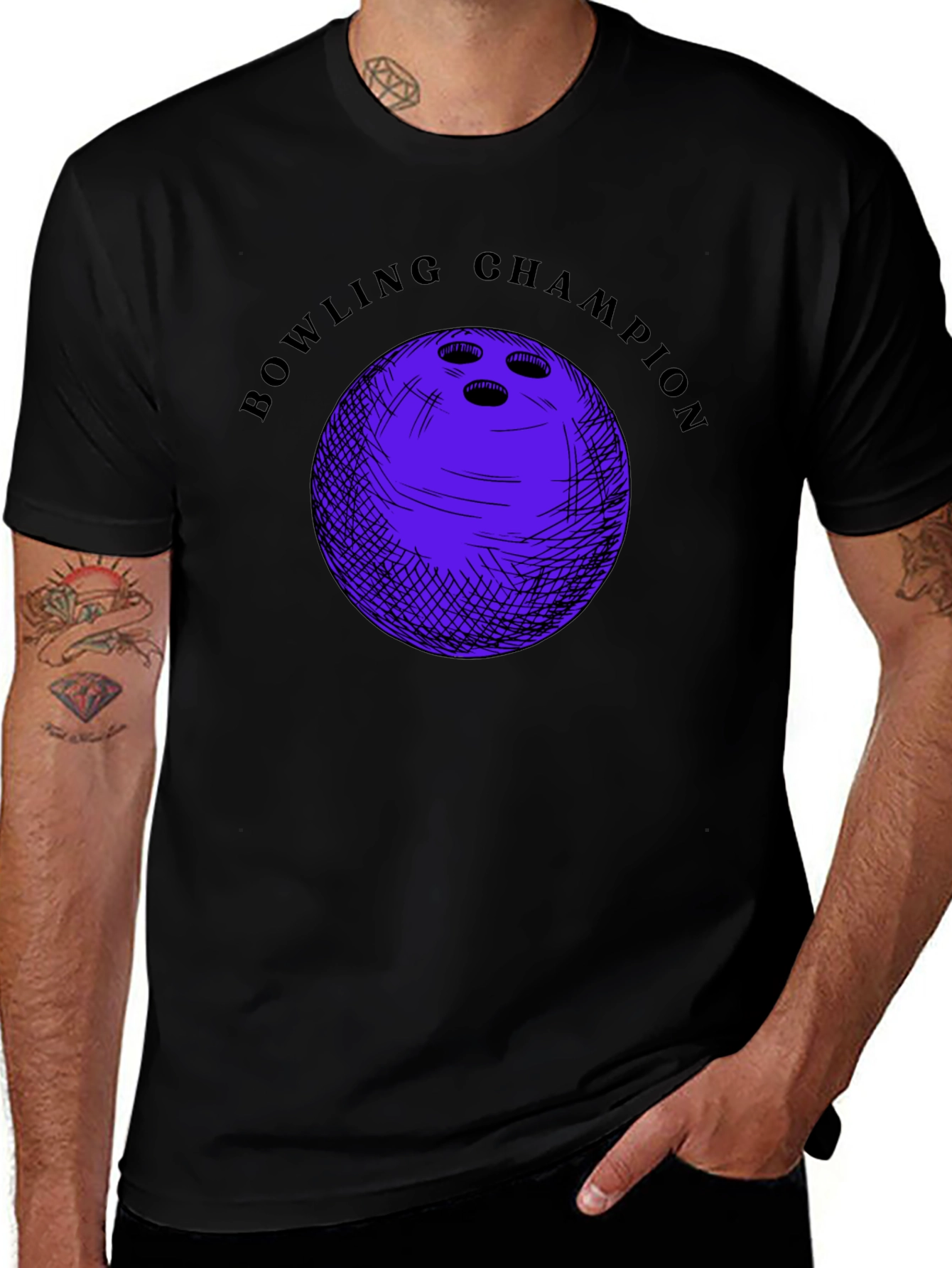 Bowling Champion Graphic T-Shirt - Black